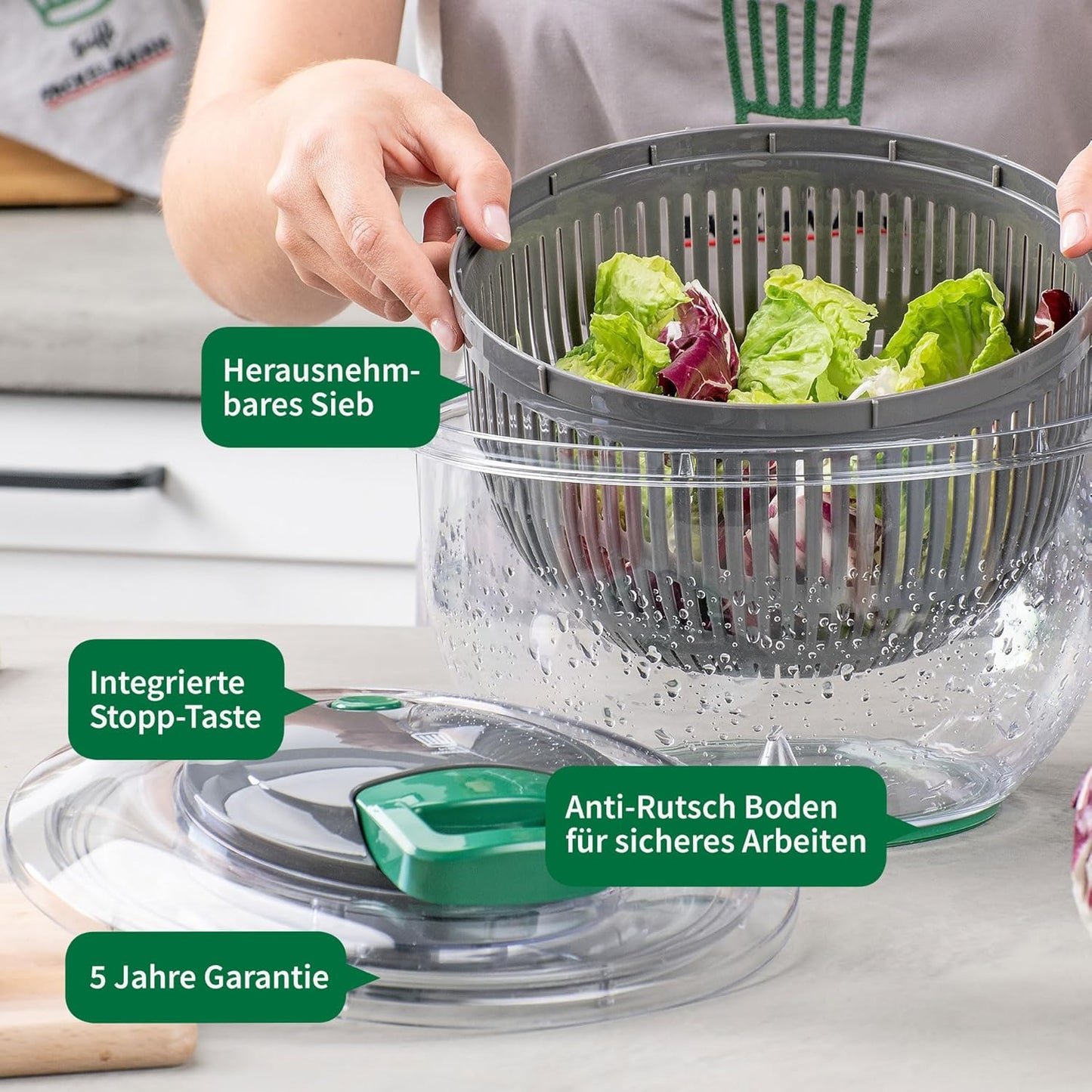 Salatschleuder mit Seilzug