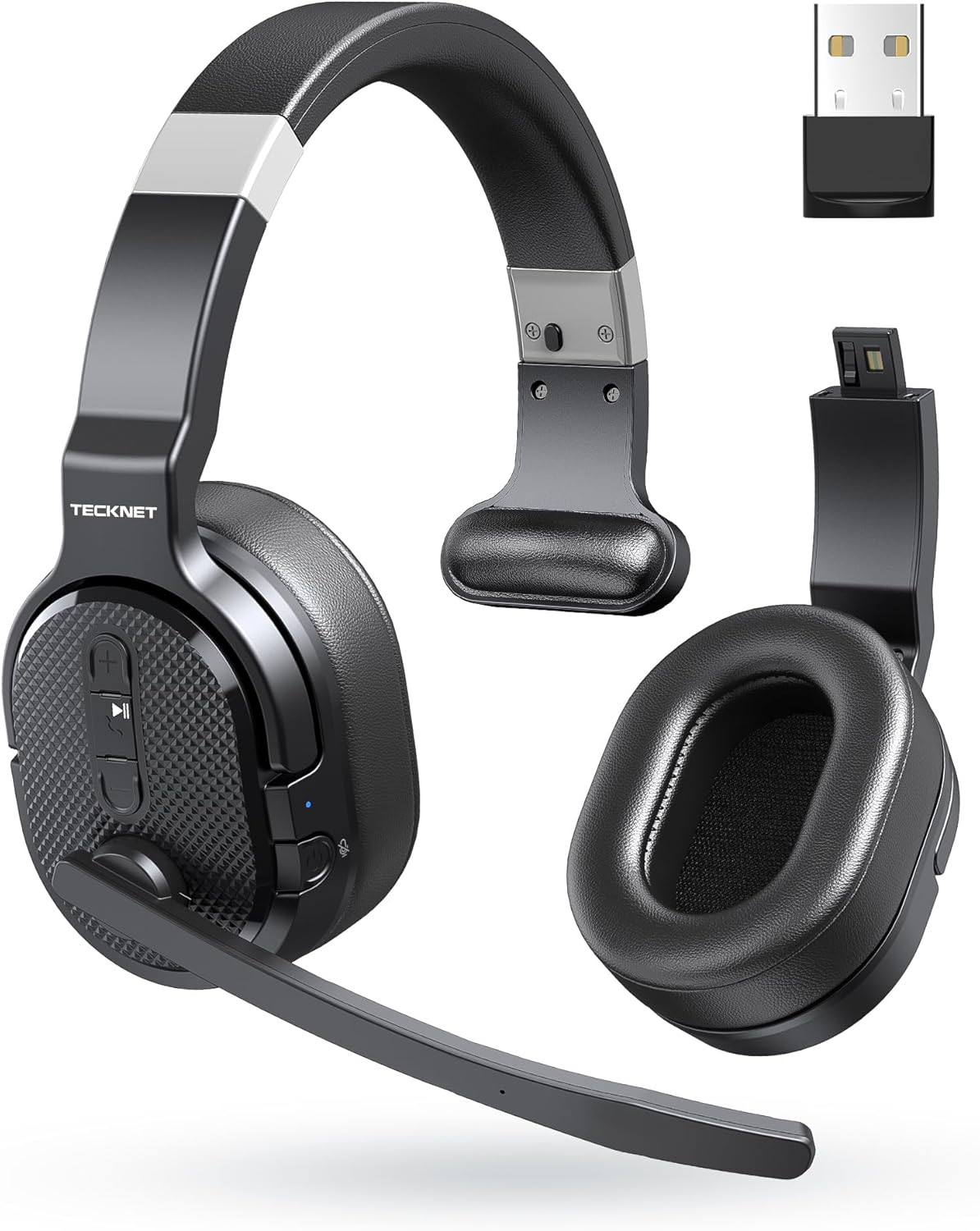 Bluetooth-Headset mit Mikrofon und Noise Cancelling, Reines Schwarz