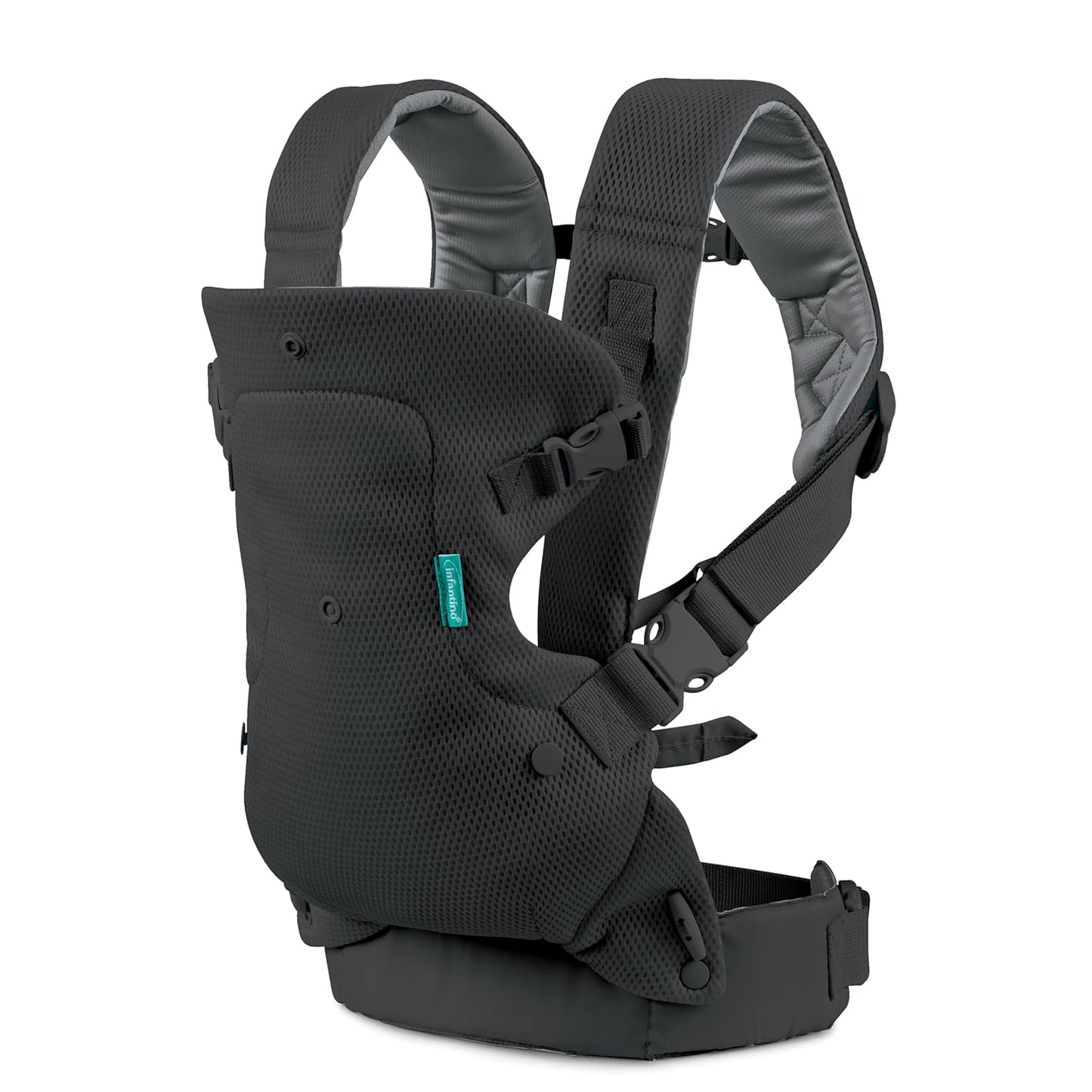 4-in-1 Babytrage mit Lordosenstütze und Kopfstütze, Dark Grey