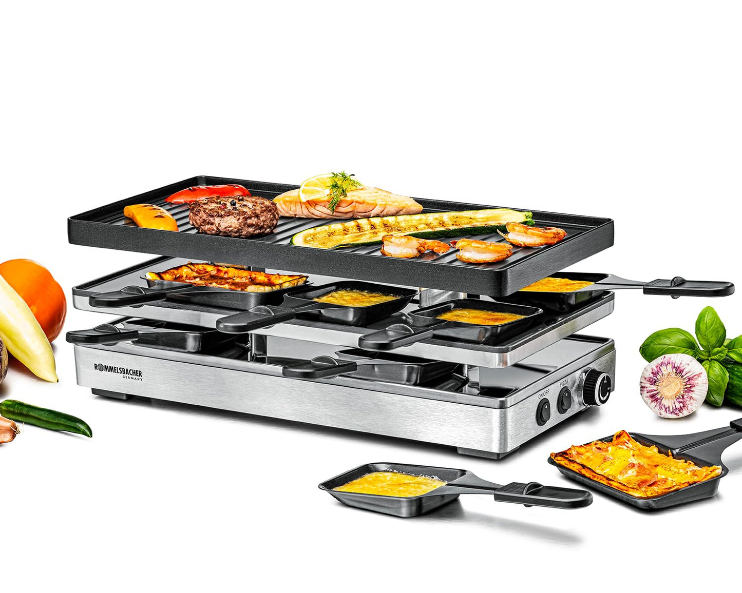 Raclette RCP 1800 mit Wendeplatte & Pizzafunktion
