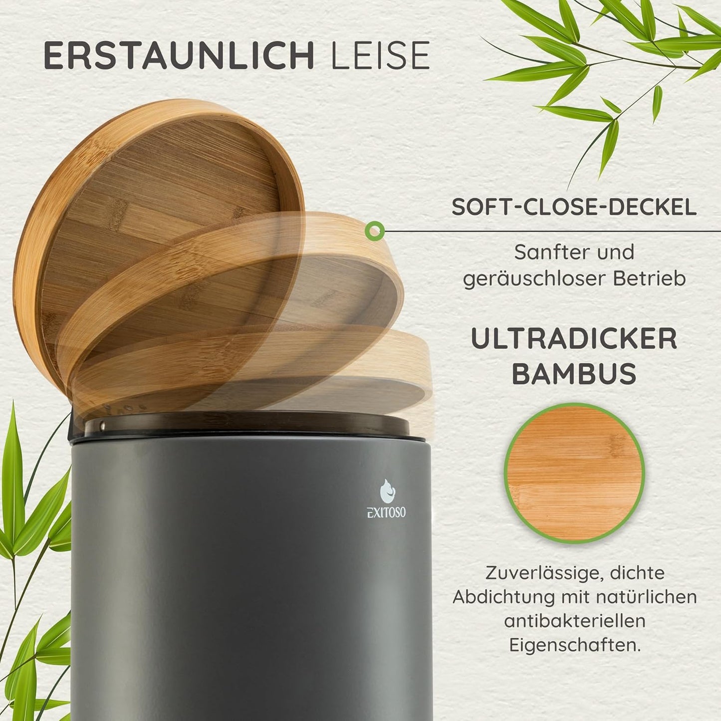 Tretmülleimer mit Softclose-Deckel, Grau