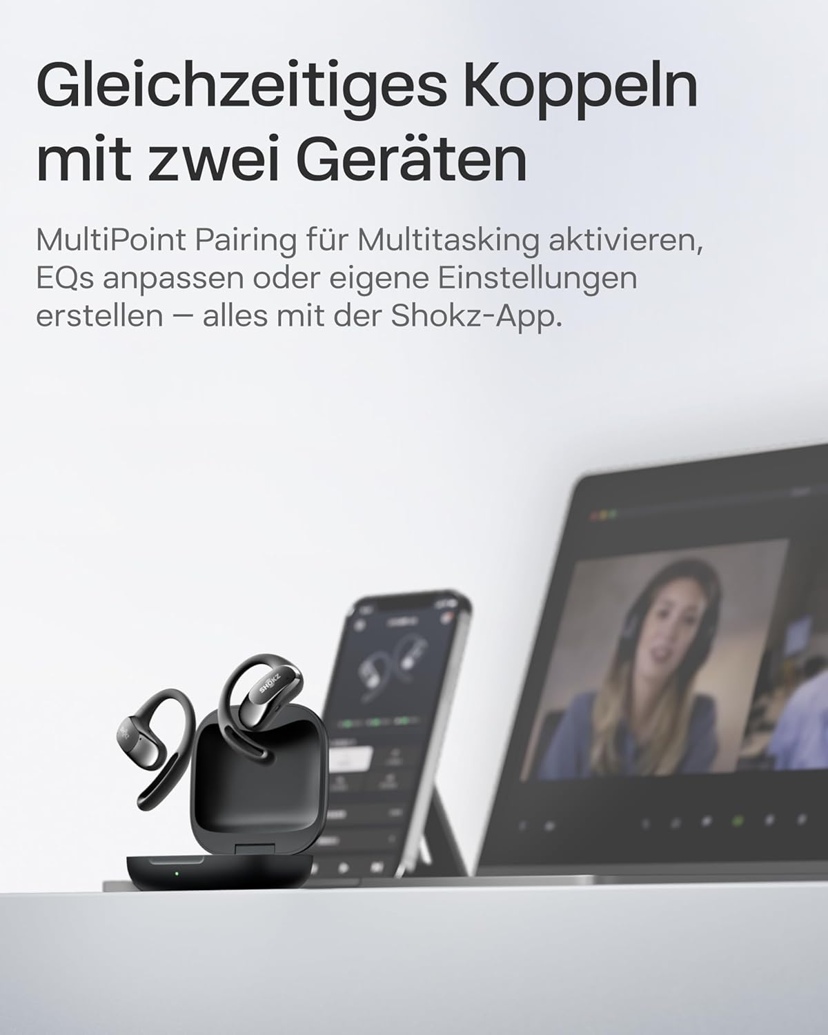 Open-Ear Bluetooth Ohrhörer, Schwarz
