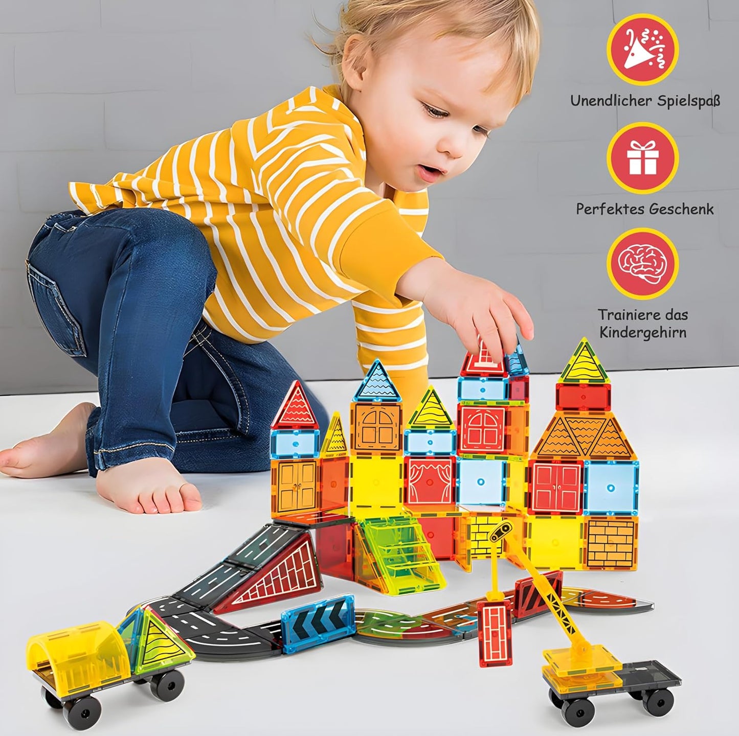 Magnetische Bausteine für Kinder (42 Teile), Baumeister