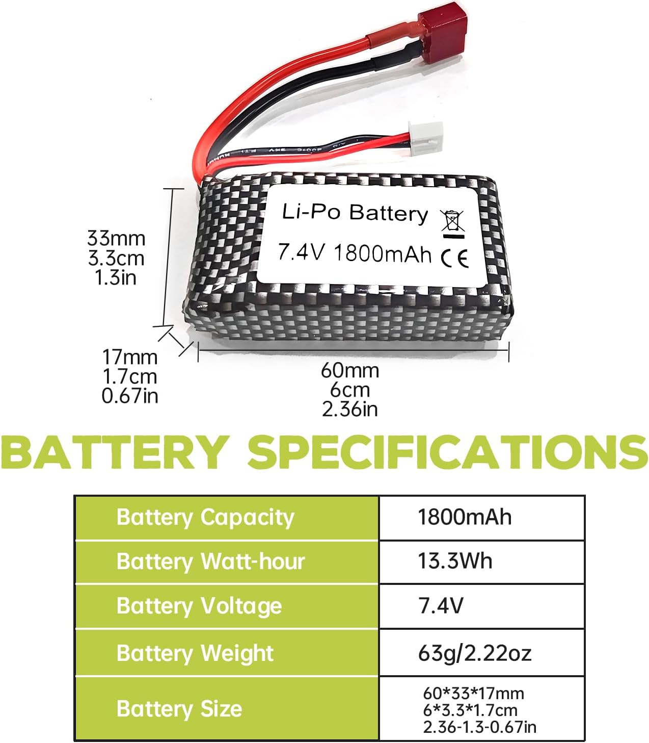 2-teiliges Lipoakku-Set 7.4V 1800mAh mit Ladegerät