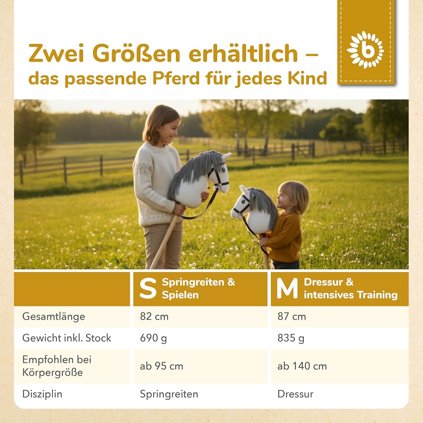 Hobby Horse Steckenpferd mit Trense, Schimmel Small
