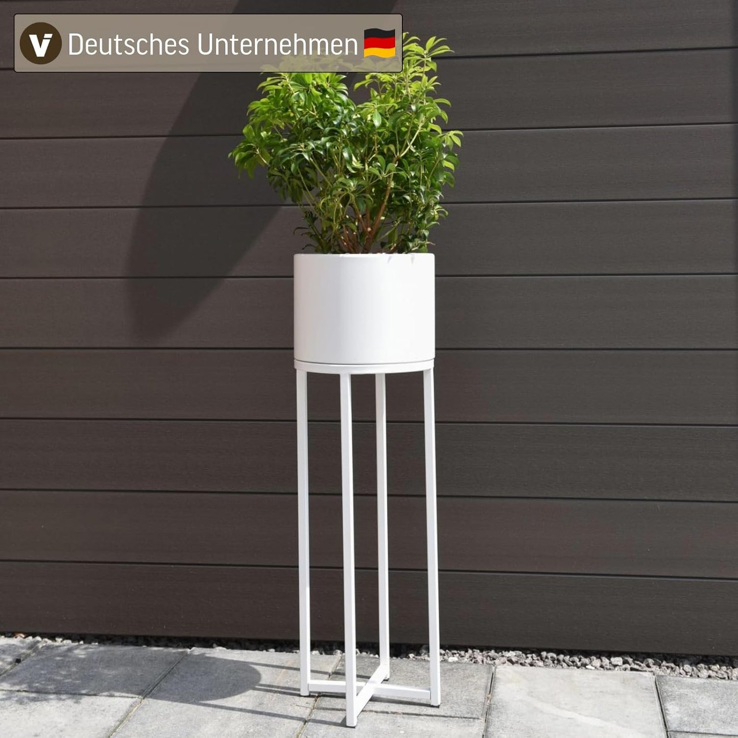 Blumentopf mit Ständer, 79x25x25 cm Cross Weiß Matt