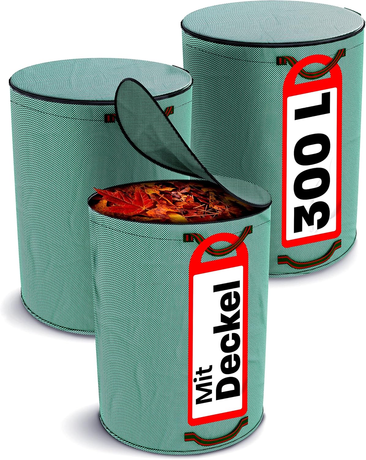 3er-Set Gartenabfallsack mit Deckel, 3