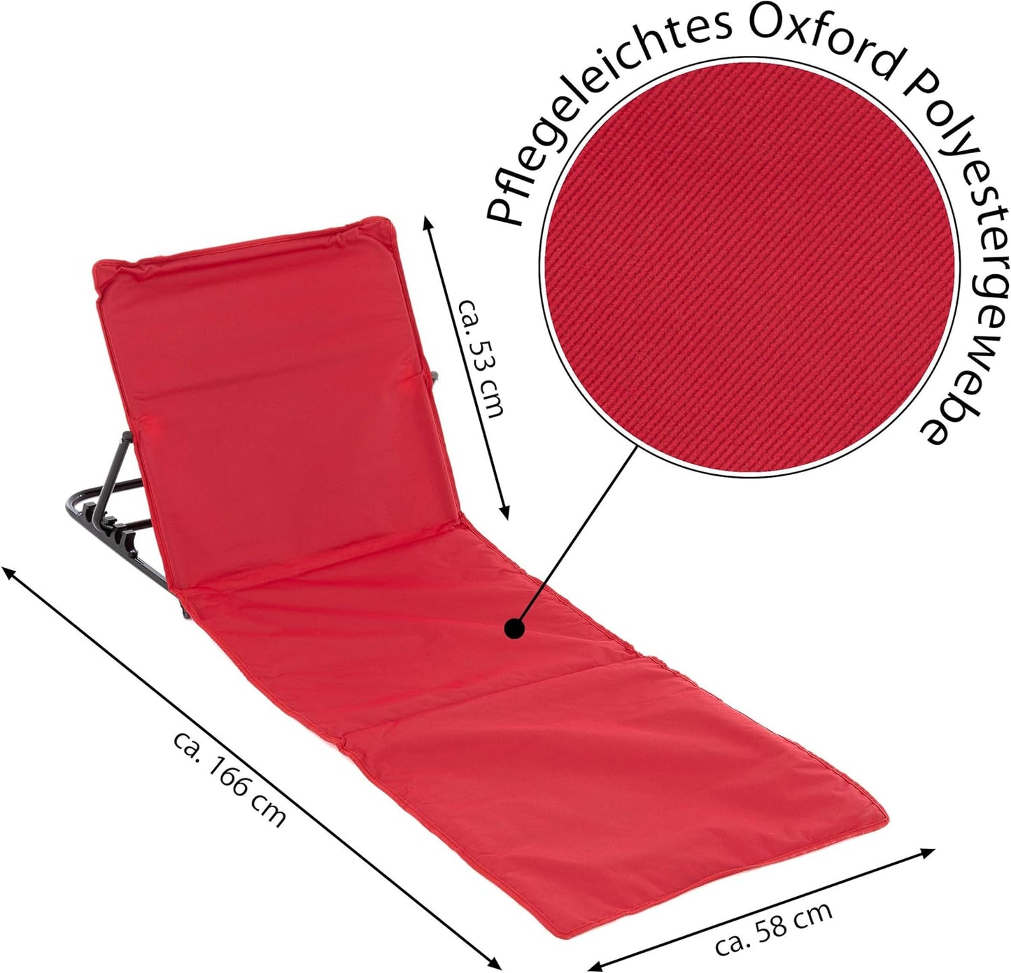 2-teiliges Strandmatten-Set mit verstellbarer Rückenlehne und Tasche, Rot