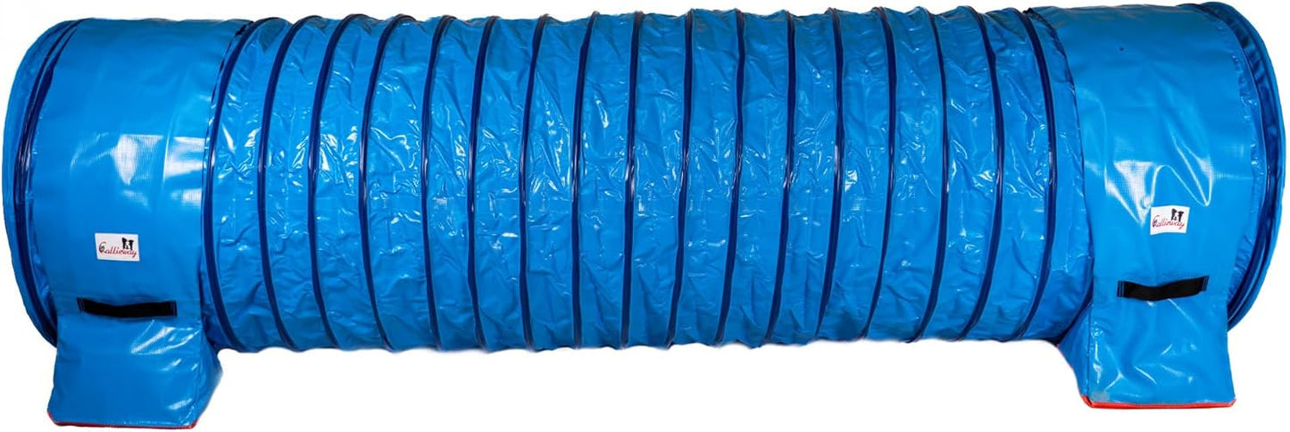 Agility Hundetunnel mit Stützsandsäcken, 3m, 3m / 80cm blau