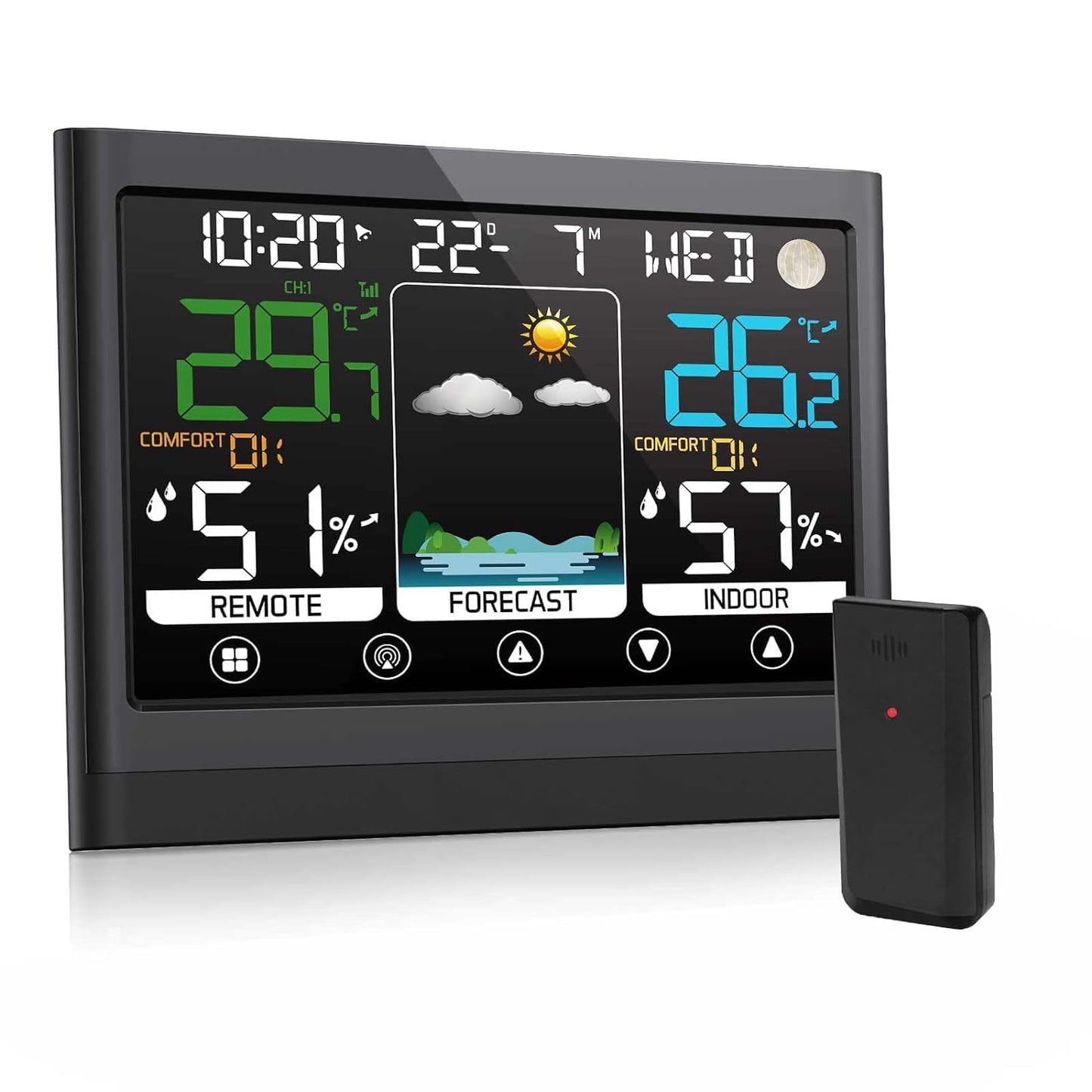 Funk-Wetterstation mit Aussensensor, 5.8'' Wetterstation mit 1 Aussensensor