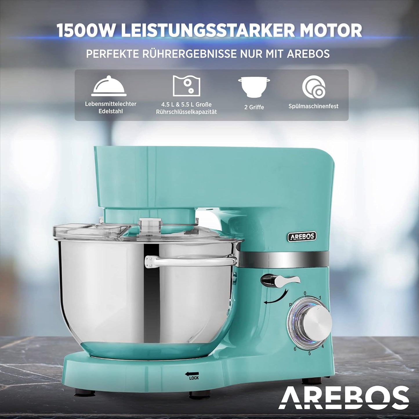 Multifunktionale Küchenmaschine, Türkis