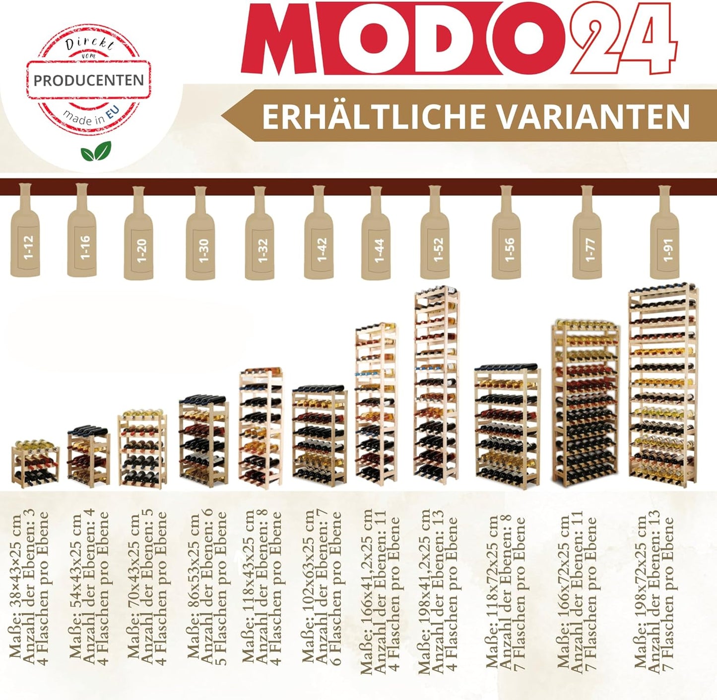 Weinregal für 30 Flaschen, 53 x 25 x 86 cm