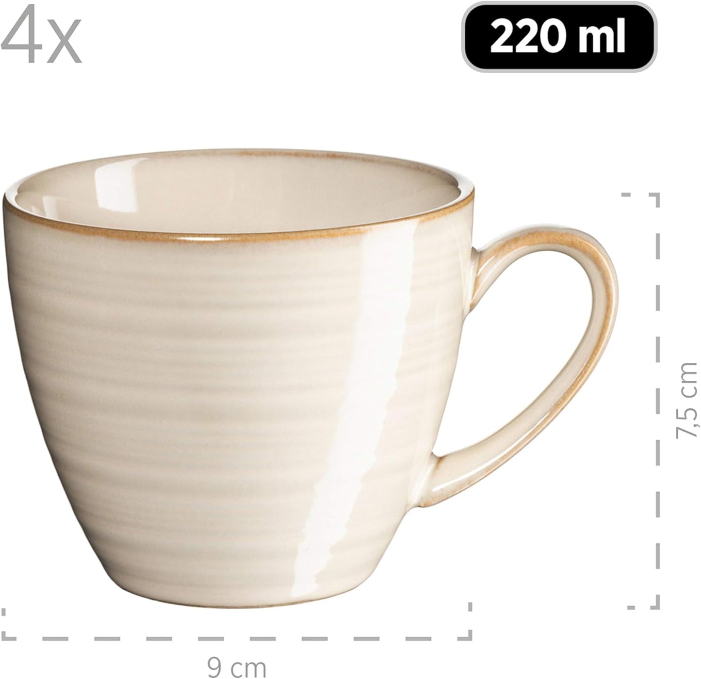 Nottingham Kaffeetassen-Set, Kaffeetassen-Set 8-teilig Beige