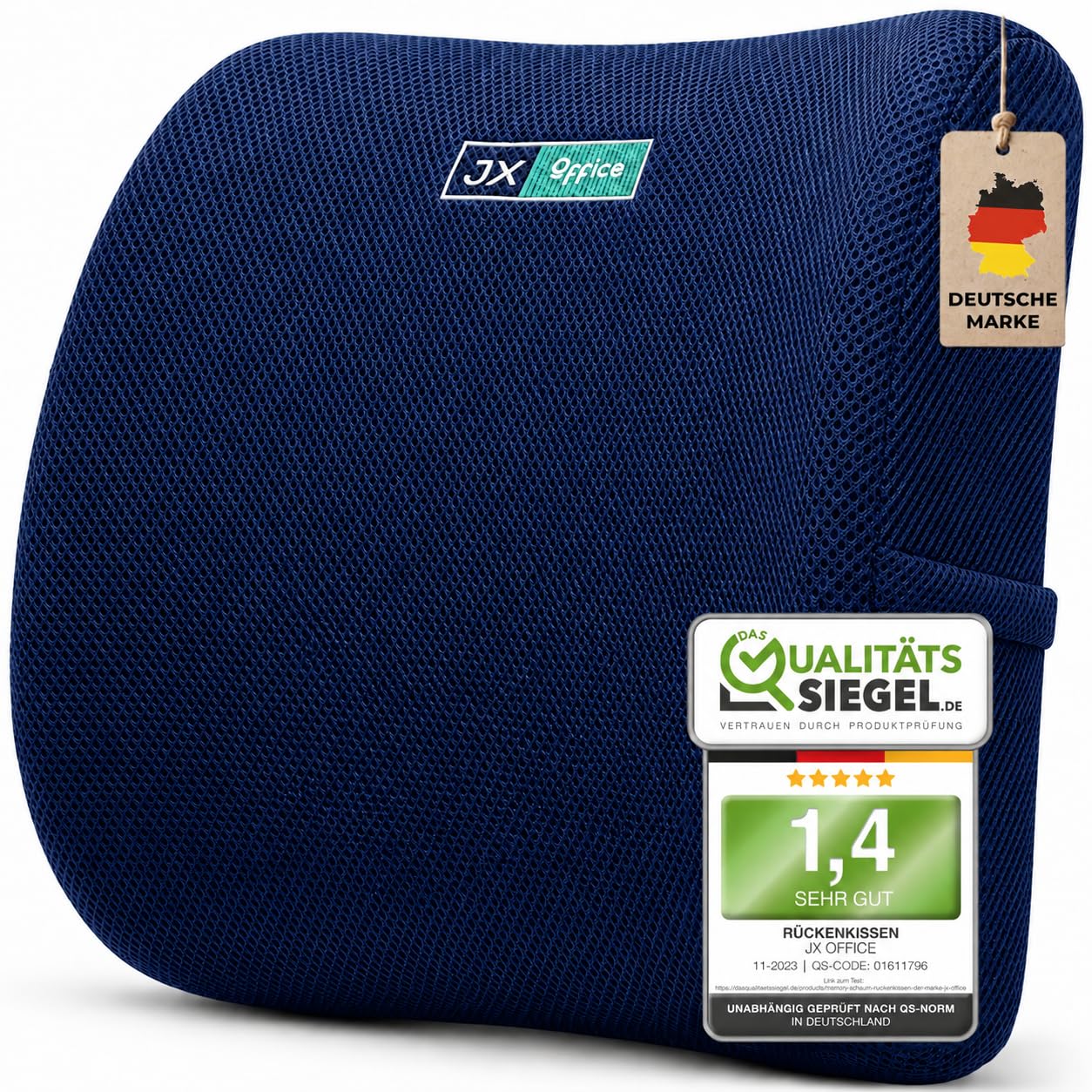 Ergonomisches Memory Foam Rückenkissen gegen Rückenschmerzen, Navy Blue normal