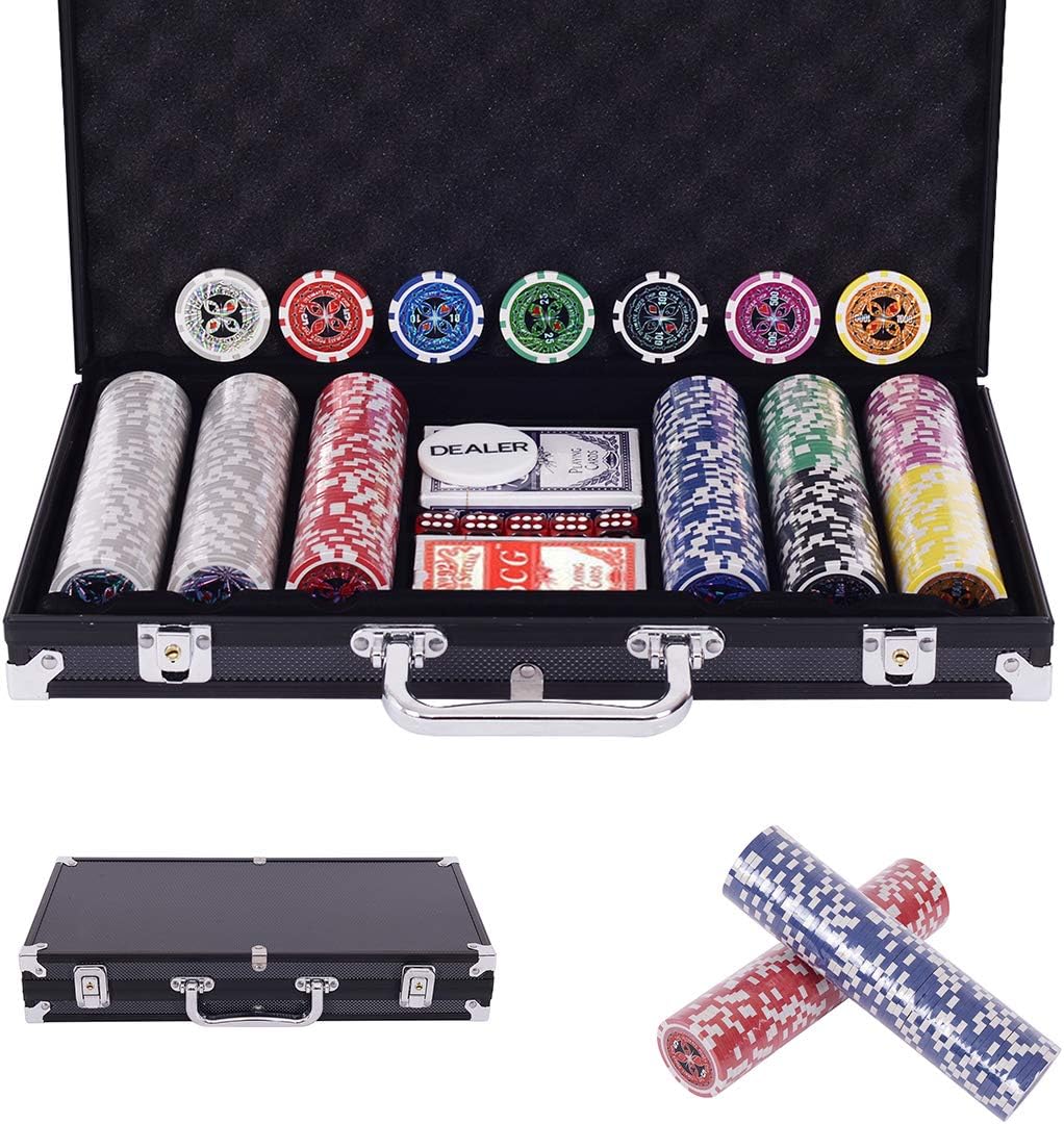 Pokerkoffer mit 300 Laser-Chips, Schwarz