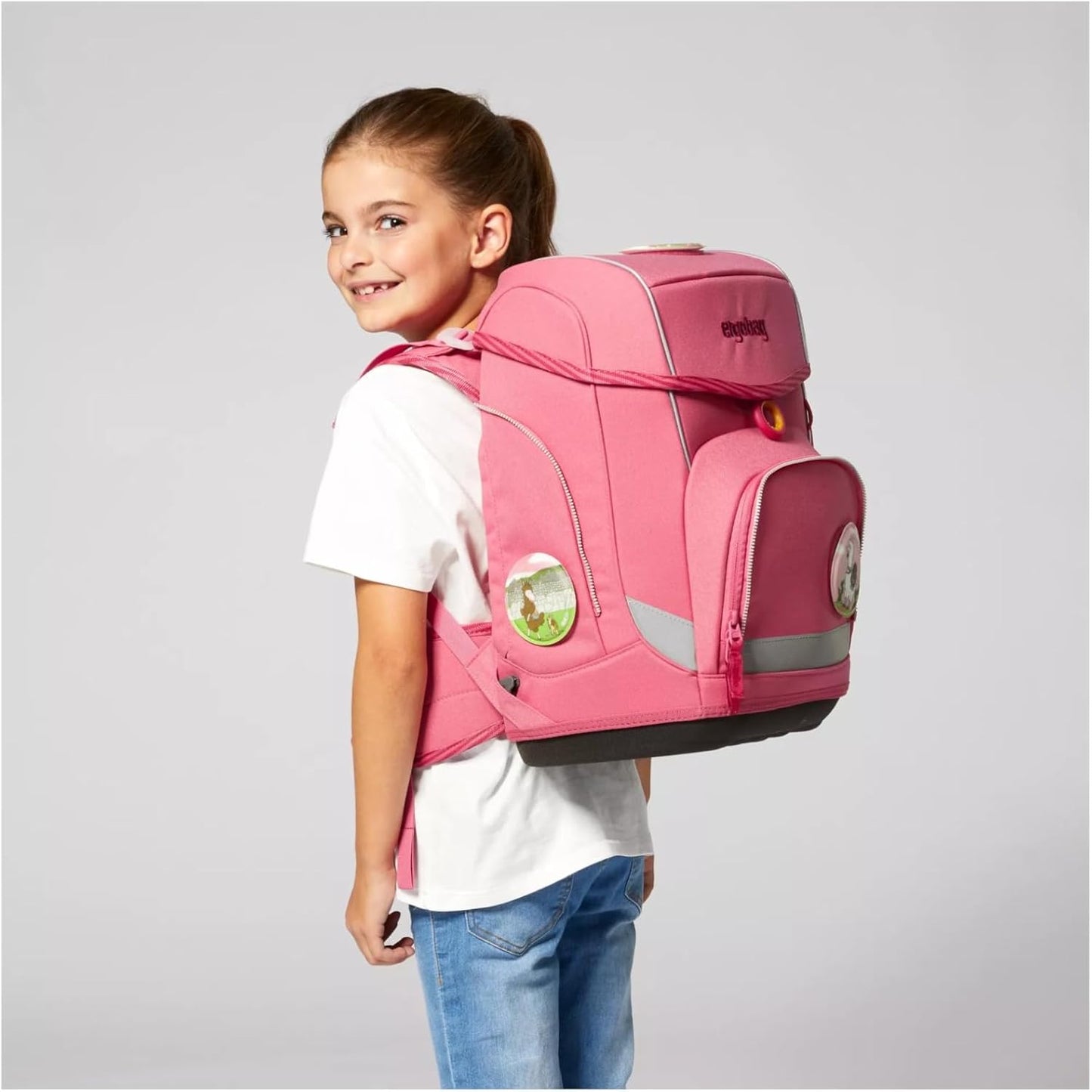 7-teiliges Cubo Schulrucksack-Set mit Zubehör, Lamas in Bärjamas - Rosa