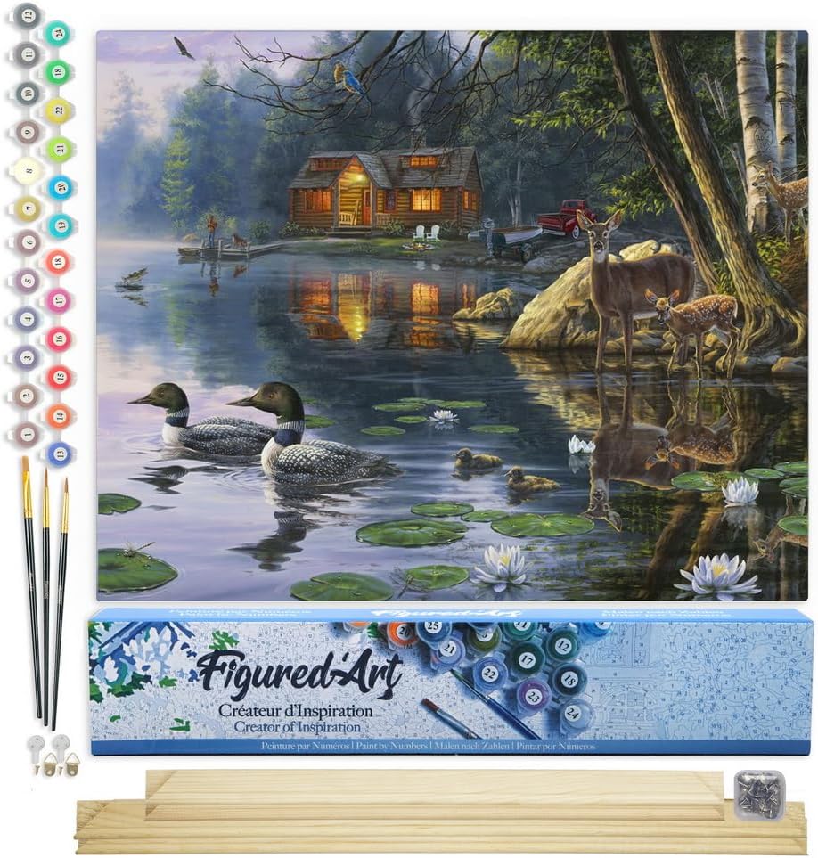 Malen nach Zahlen, Chalet am See 40x50cm Mit Keilrahmen (nicht gespannt)