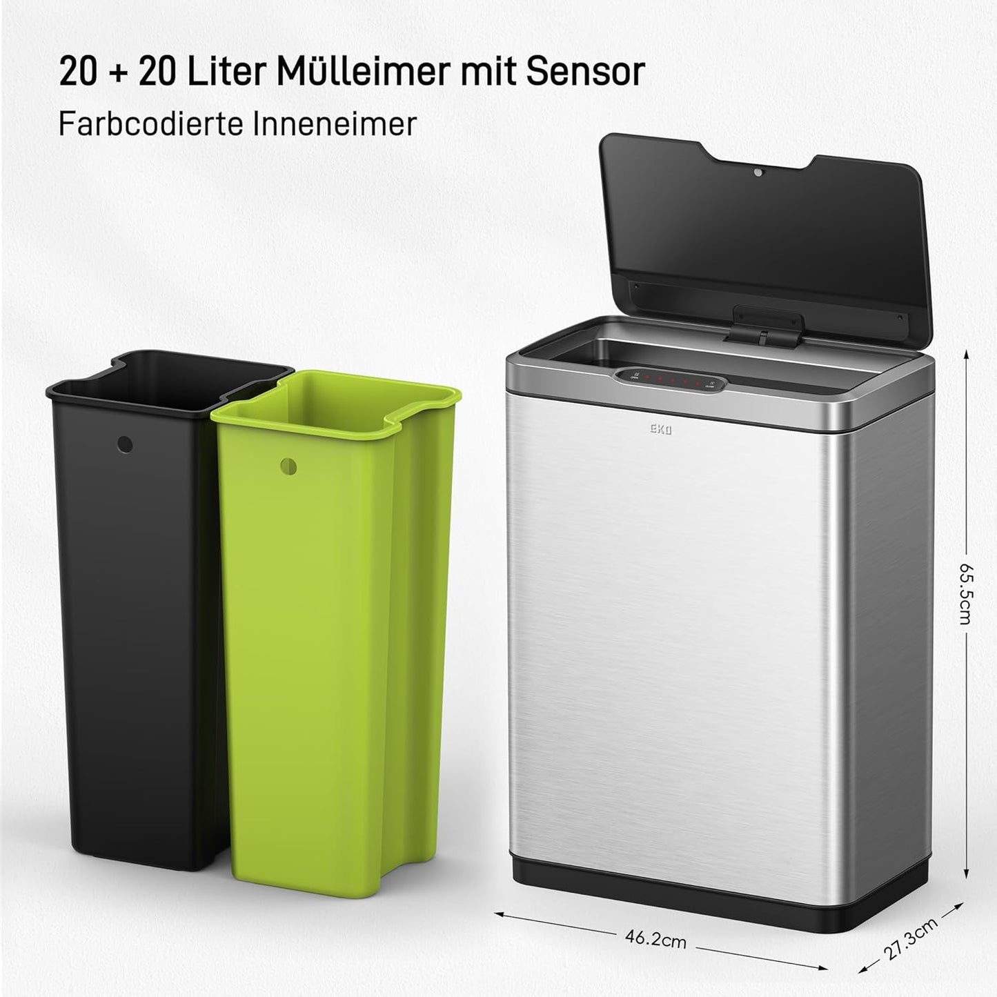 Mirage Mülleimer mit Sensor, 20+20 Liter