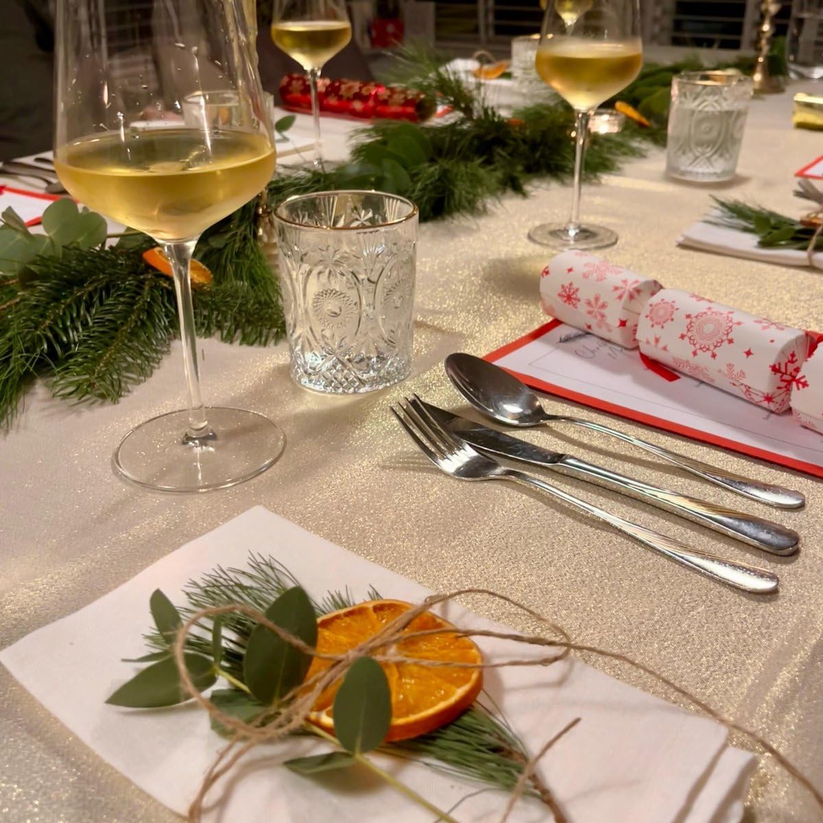 6er-Set Weihnachtsknallbonbons für Tischdekoration, Weiss