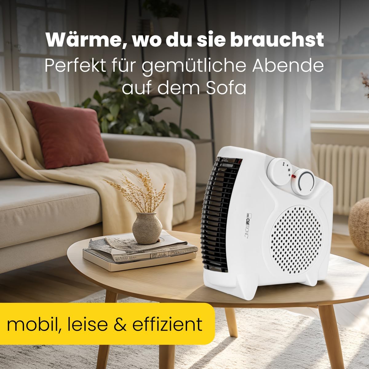 Kompakter Heizlüfter HL 3838 mit Ventilatorfunktion, Weiss