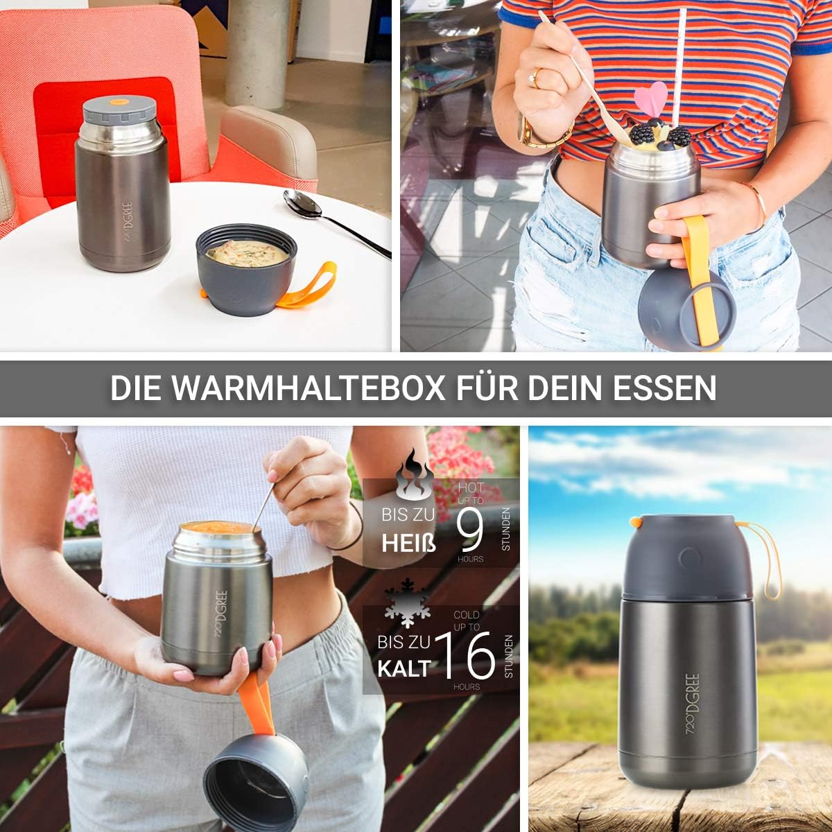 Thermobehälter für Speisen, 730ml Isolierbehälter, 730 ml Stone Gray | Grau
