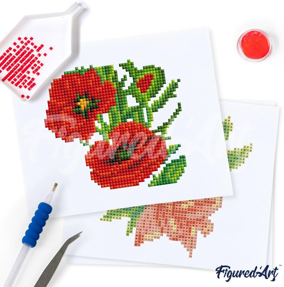 Diamond Painting Mini Serie Blumen, 12 Stück á 15x18 cm, Blumen PROBLEMYOUMUSTCHECK
