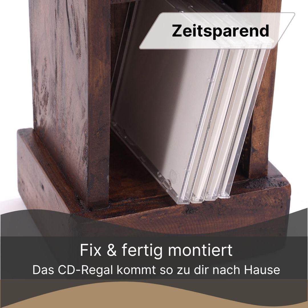 Rustikales CD-Regal mit 4 Fächer, 02 Hellbraun