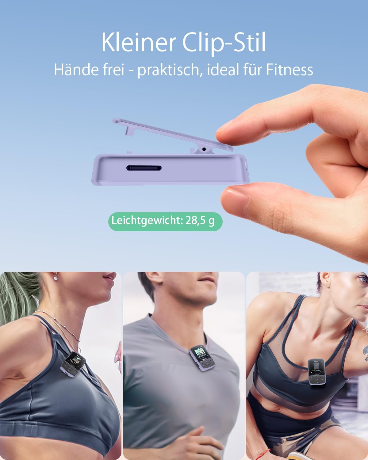 MP3-Player YM03 mit Bluetooth und HiFi-Klangqualität, Lila