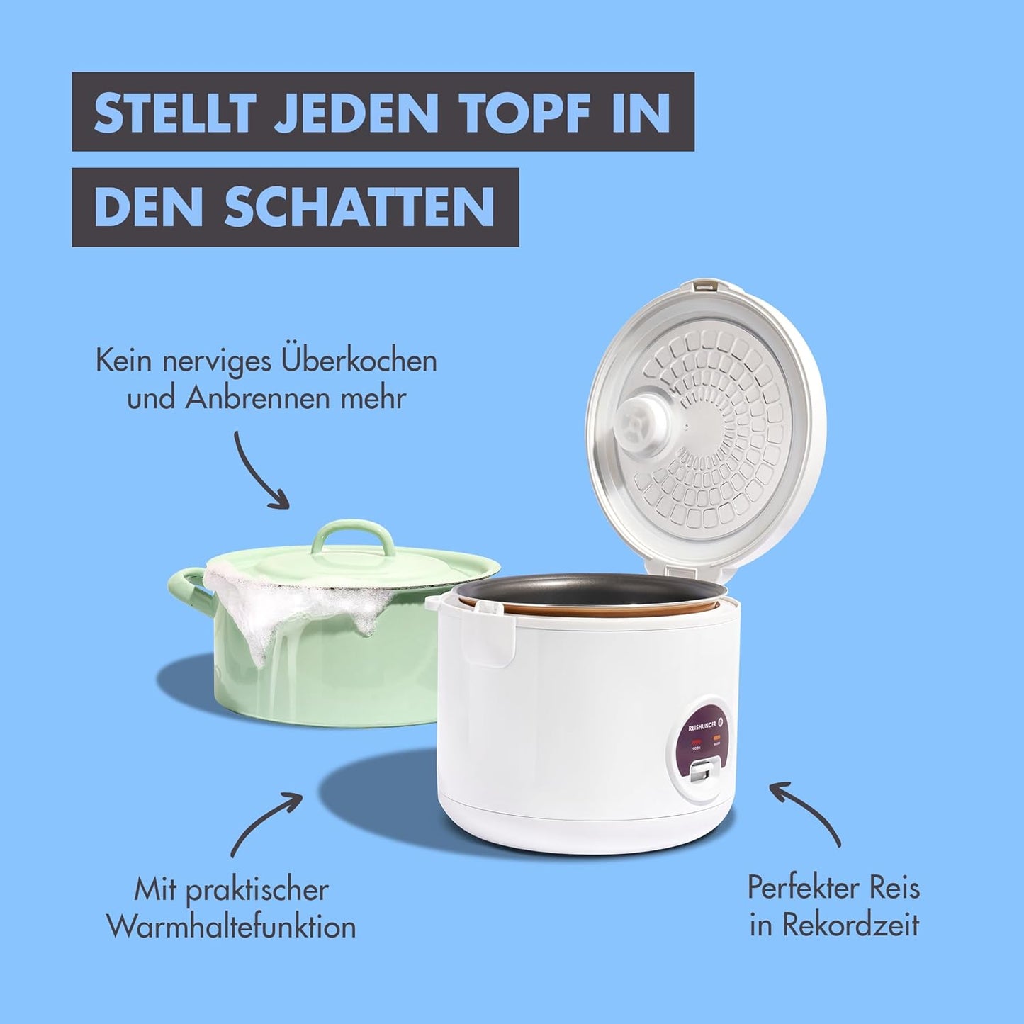 Reiskocher und Dampfgarer, Weiss, Starter Set 1,2L