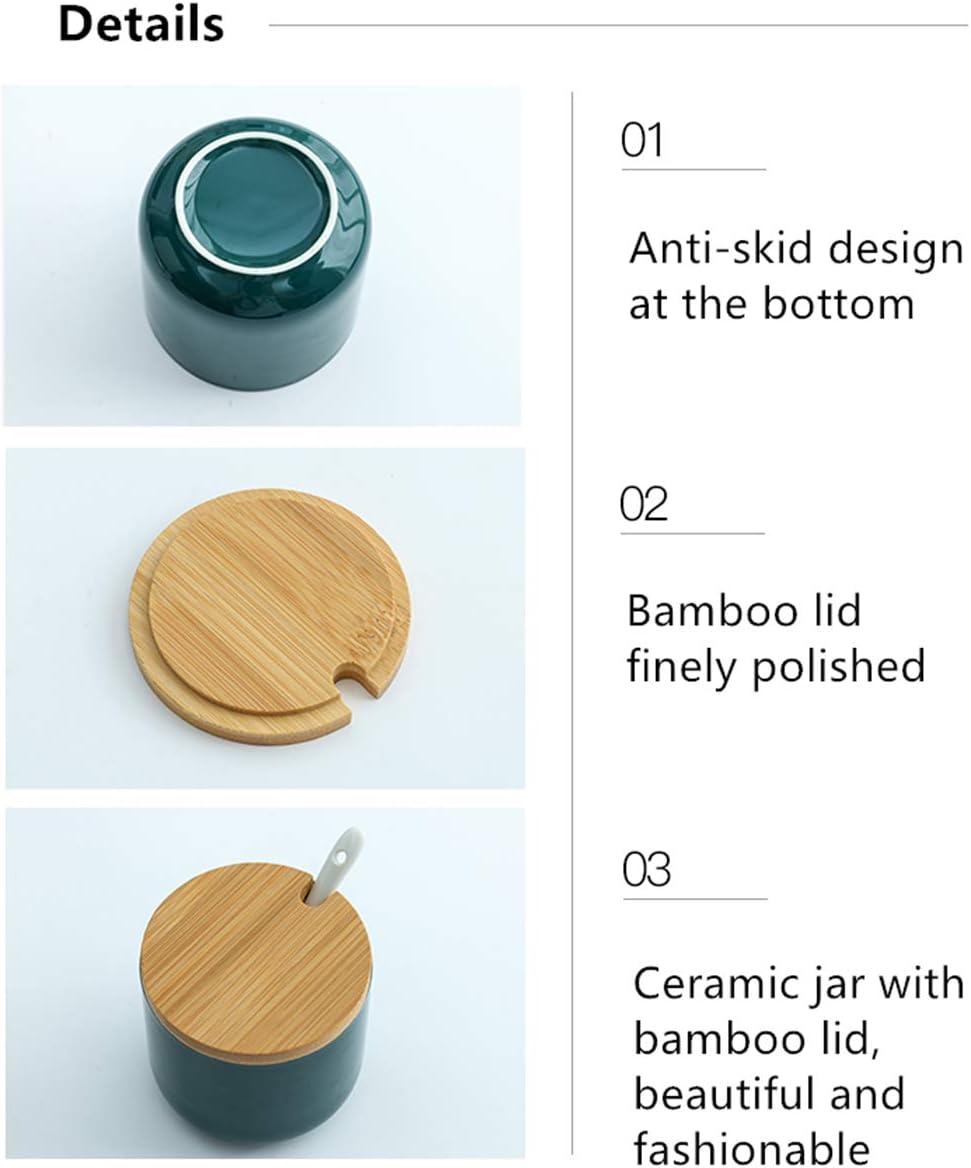 Gewürzdosen mit Löffel und Bambusdeckel, 3er-Set, Schwarz, 3er Set