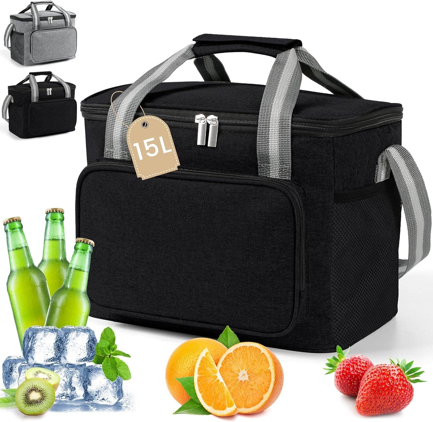 Faltbare Kühltasche, 15L / Schwarz