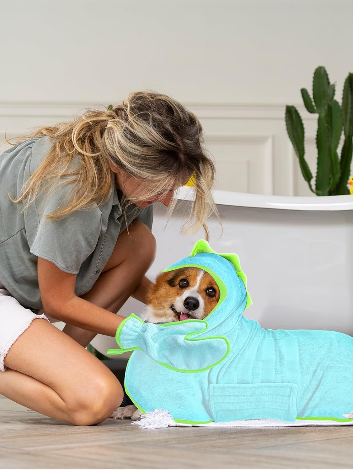 Hundebademantel aus Mikrofaser, L Blau