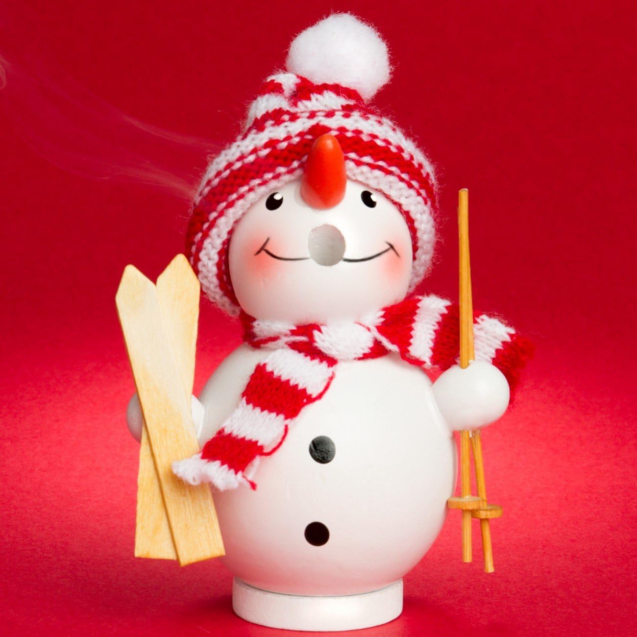 Räucherfigur Schneemann mit Skiern (12,5 cm), Höhe ca. 12.5 cm D01 Weiss - Schneemann mit Skiern in der Hand