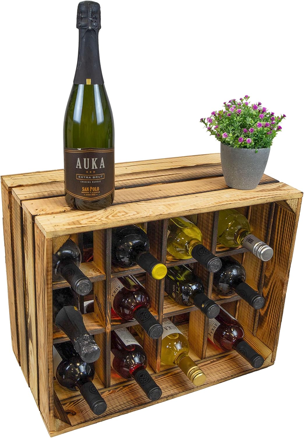Stapelbares Weinregal Henry für 12 Flaschen, Geflammt