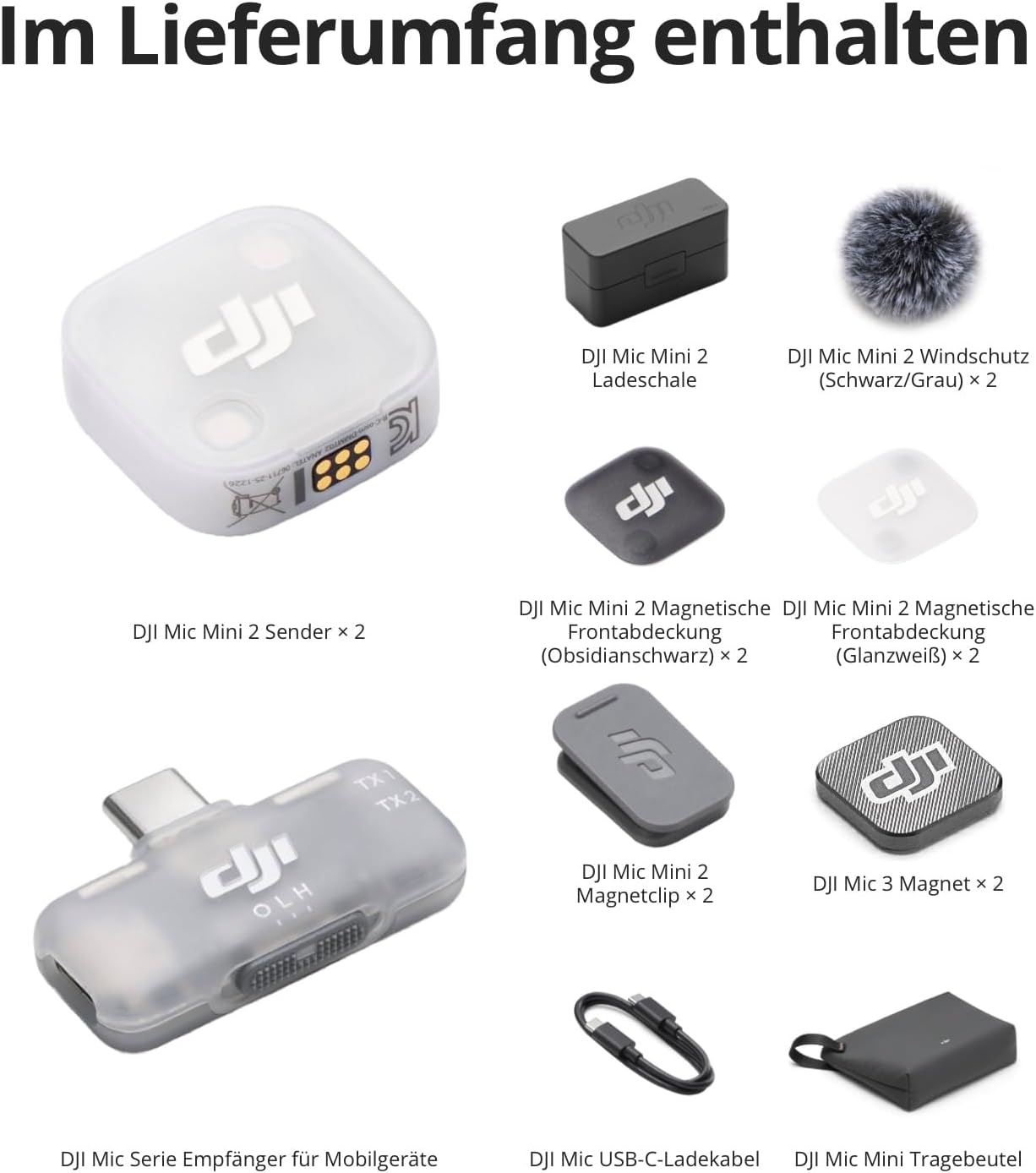 Mic Mini 2, Mobile Creator DJI Mic Mini 2 (2 TX + 1 Mobile RX + Ladeschale)