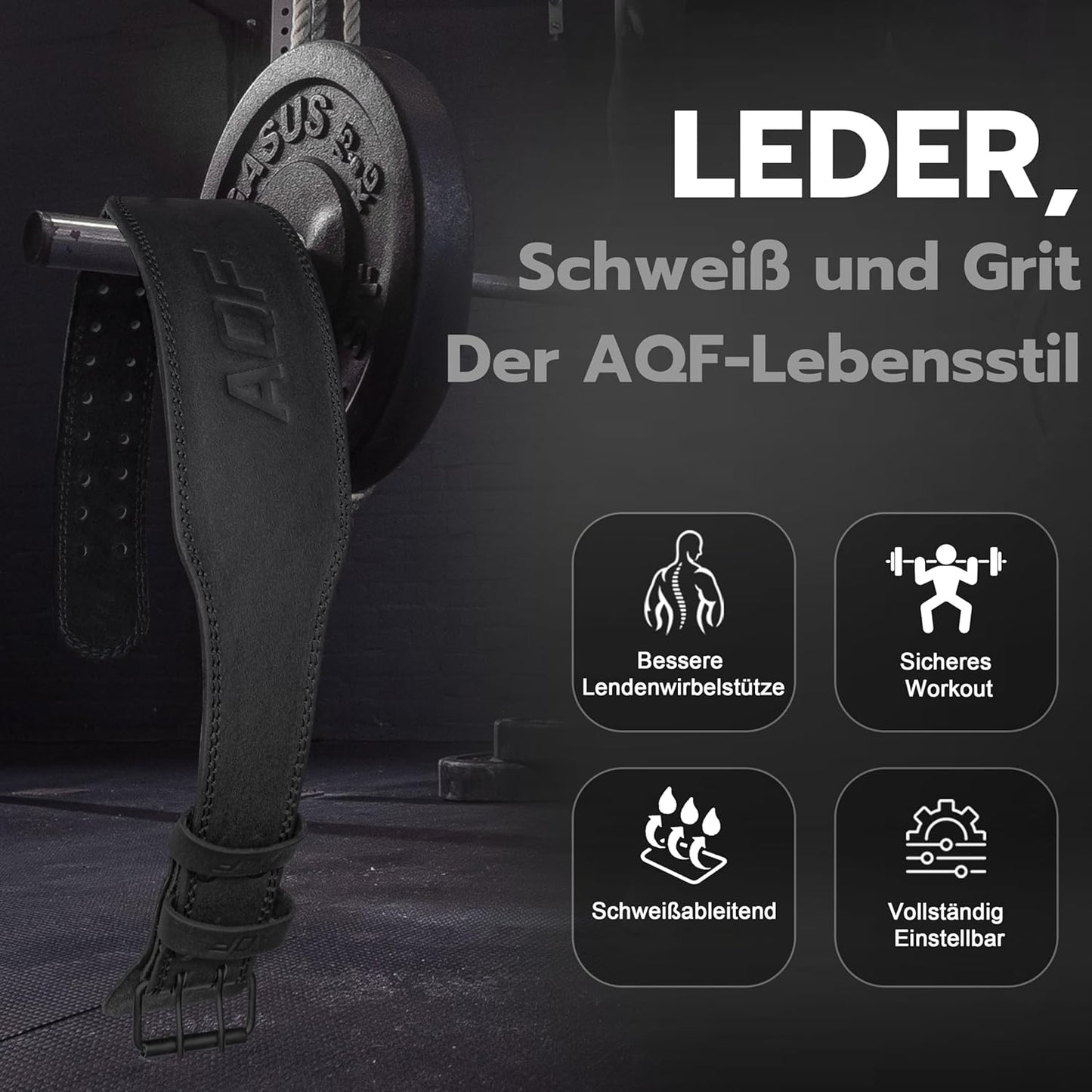 Gewichthebergürtel, Large 32"-36" Mattschwarz 4 Zoll
