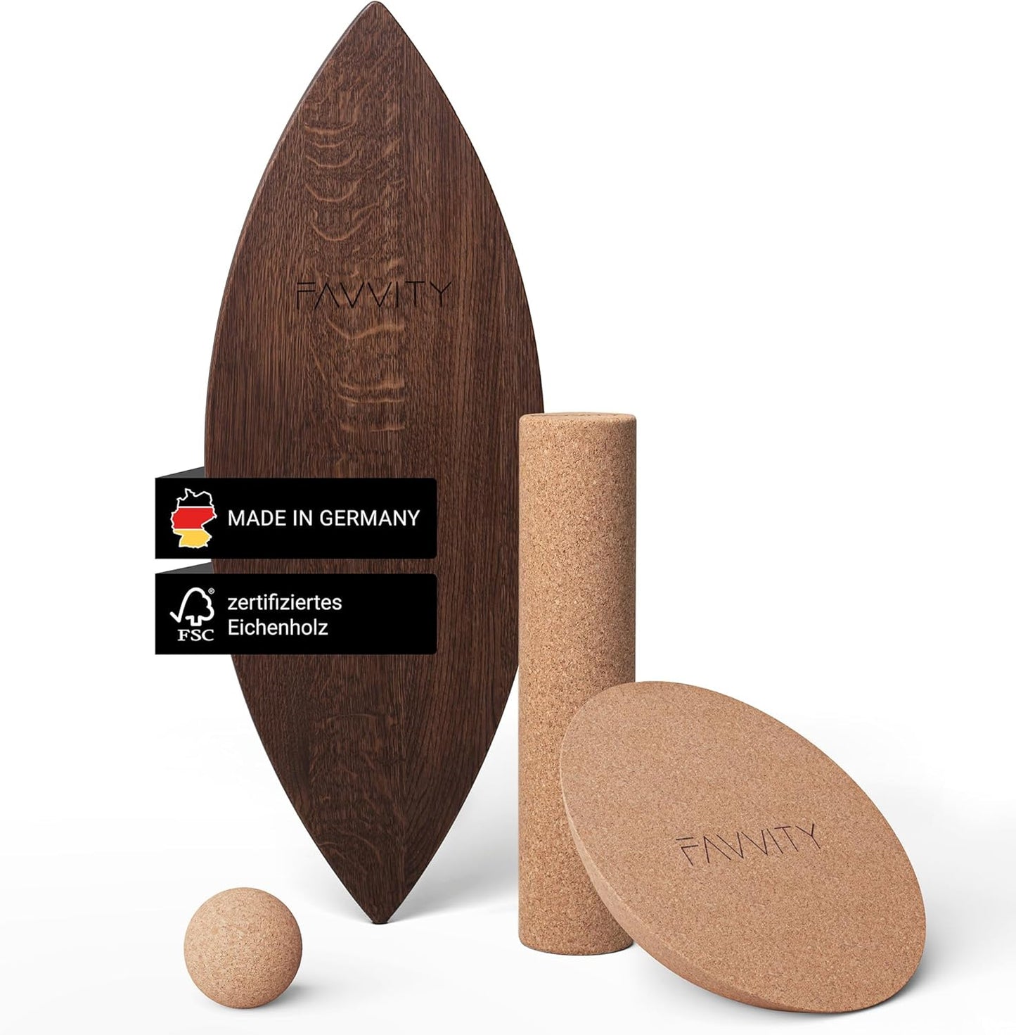 Eichenholz Balance Board, Flow Walnuss