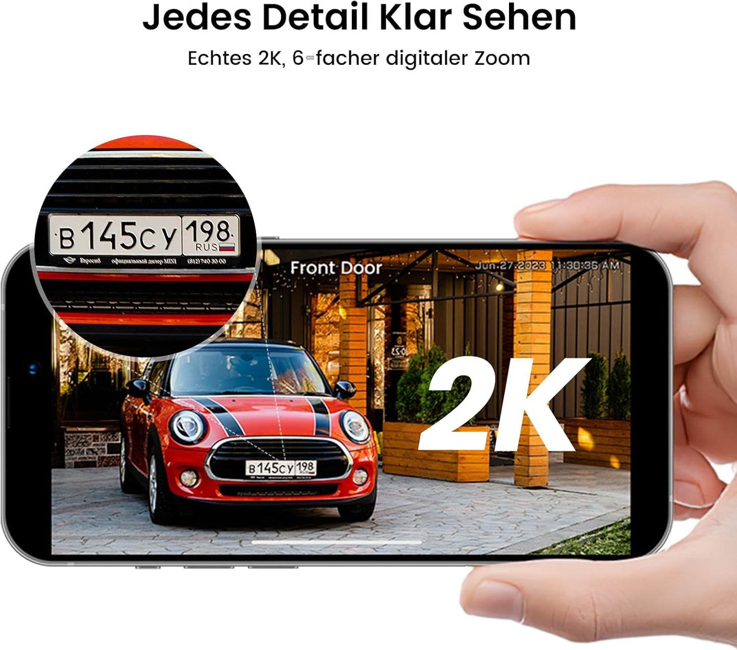 2K Überwachungskamera für Homebase, AOSU Sicherheitskameras, Solar, Kuppelkameras, 2 K
