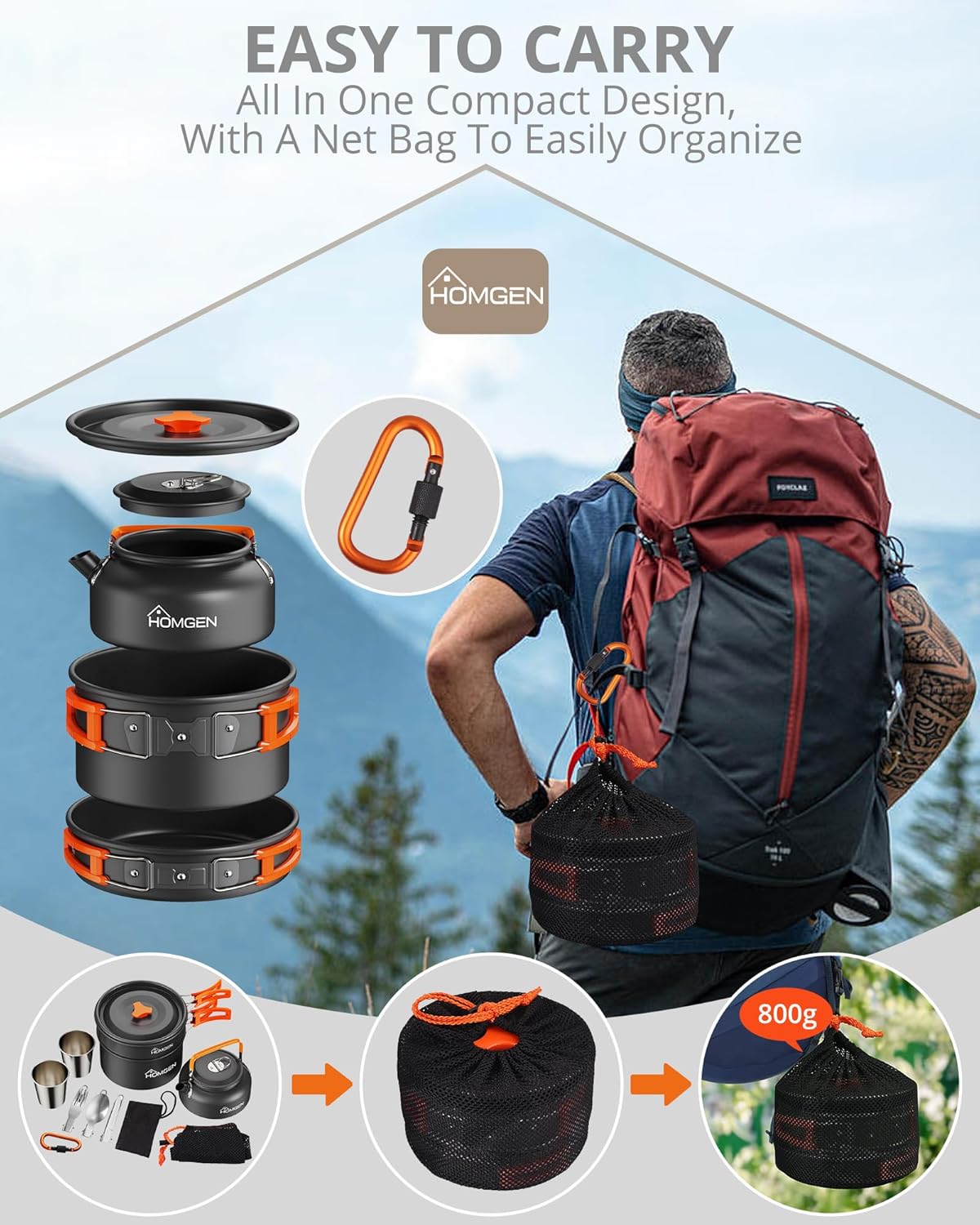 Camping-Kochset, Orange