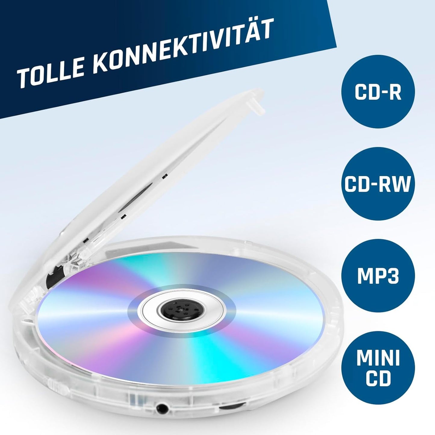 Discman mit Kopfhörer, Transparent