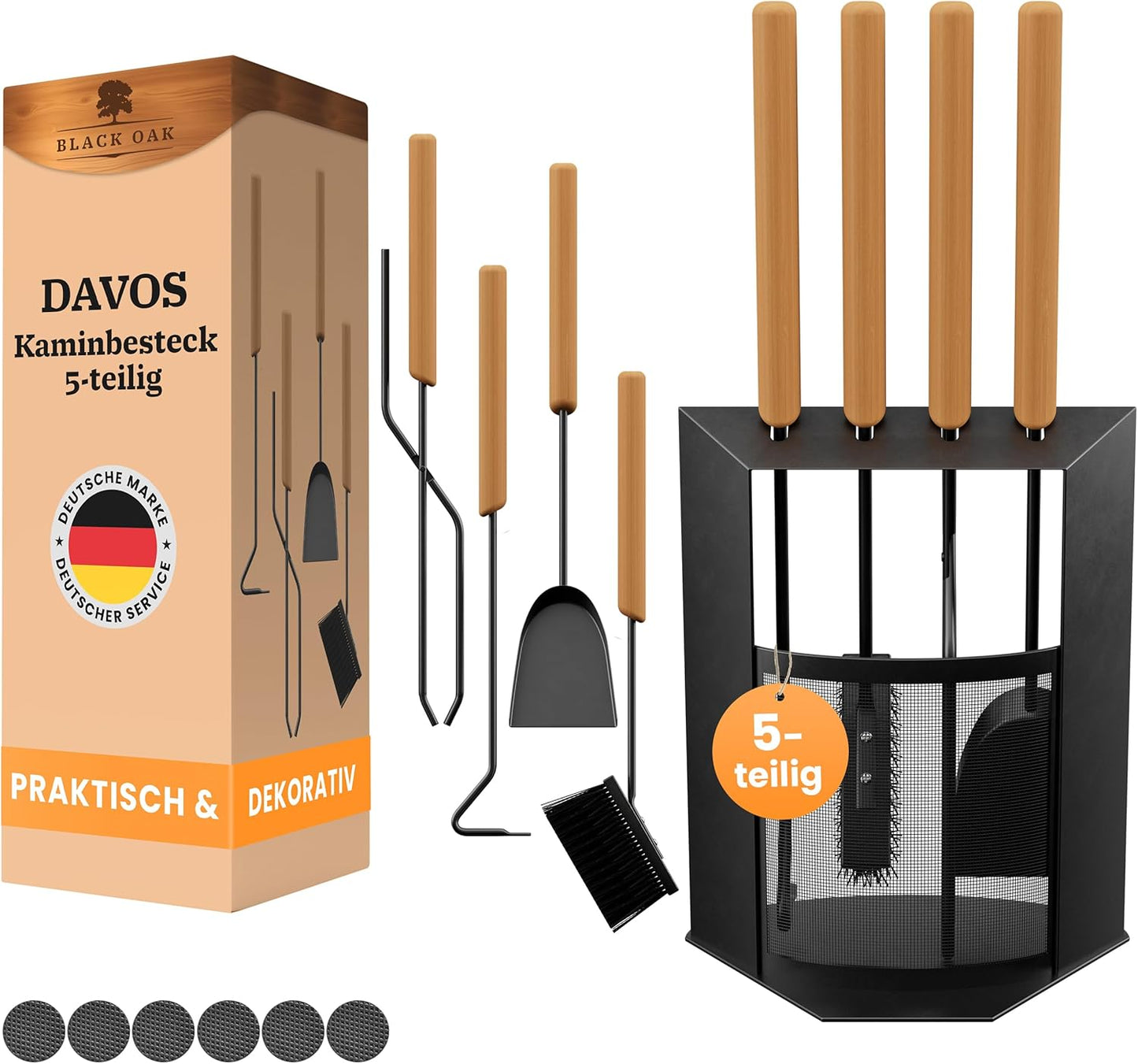 5-teiliges Kaminbesteck, Davos 5-teilig Schwarz