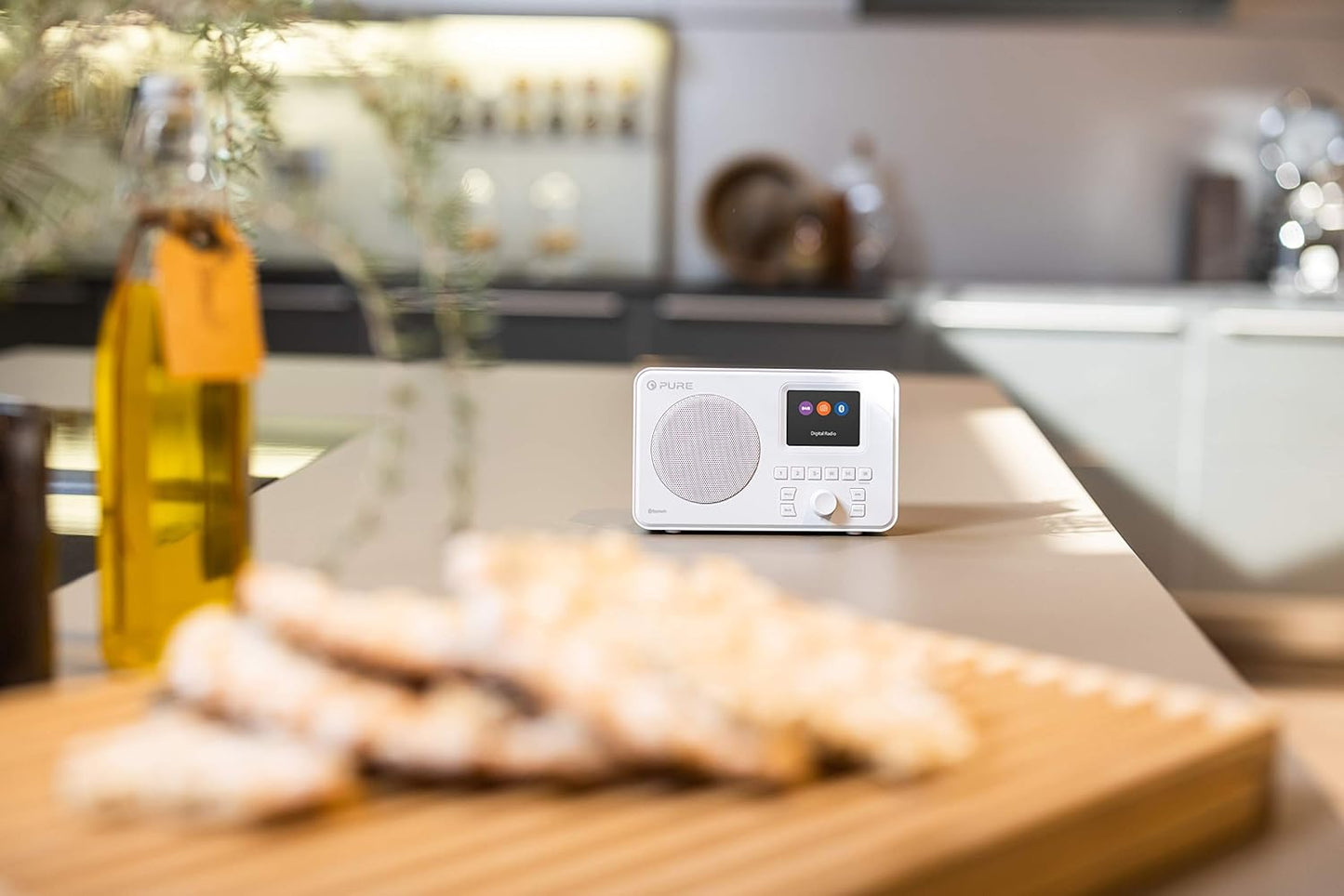 Tragbares DAB+ Radio mit Bluetooth und Display, Weiss Elan One