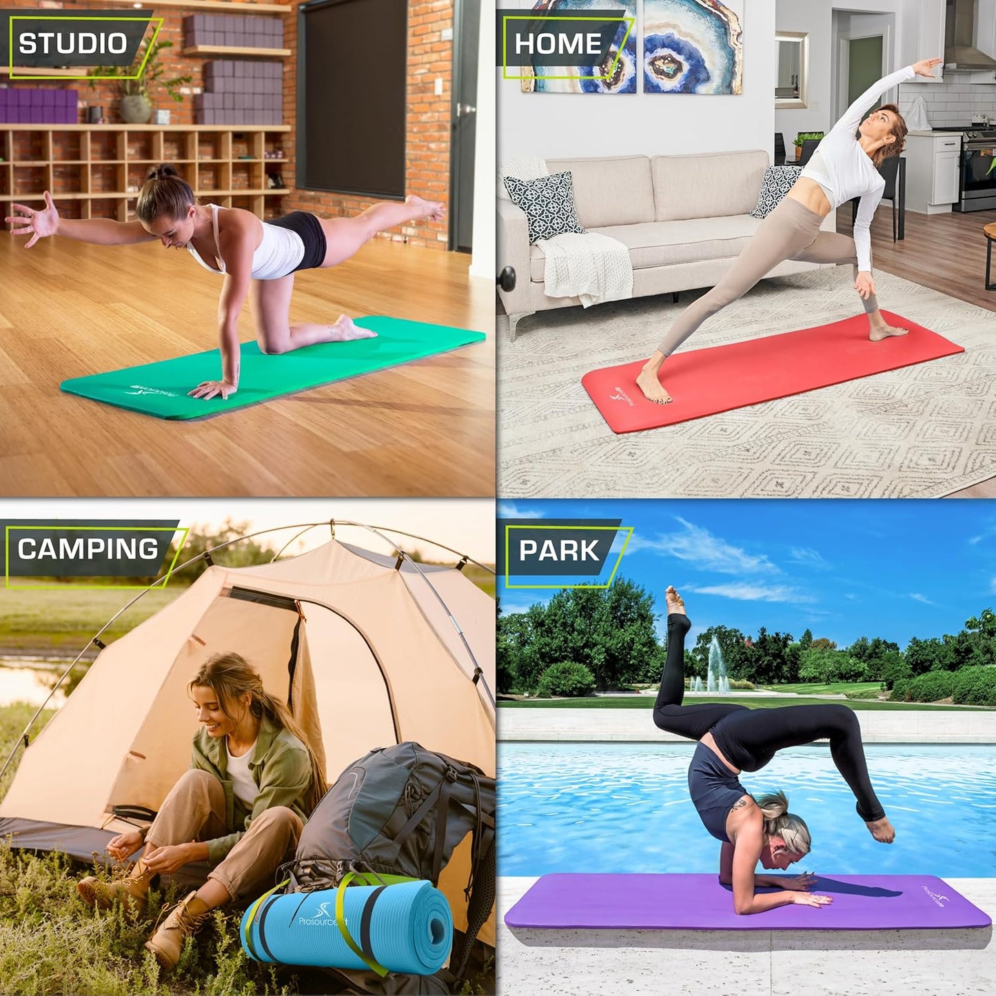 Yoga- und Pilatesmatte, 1/2" Aqua