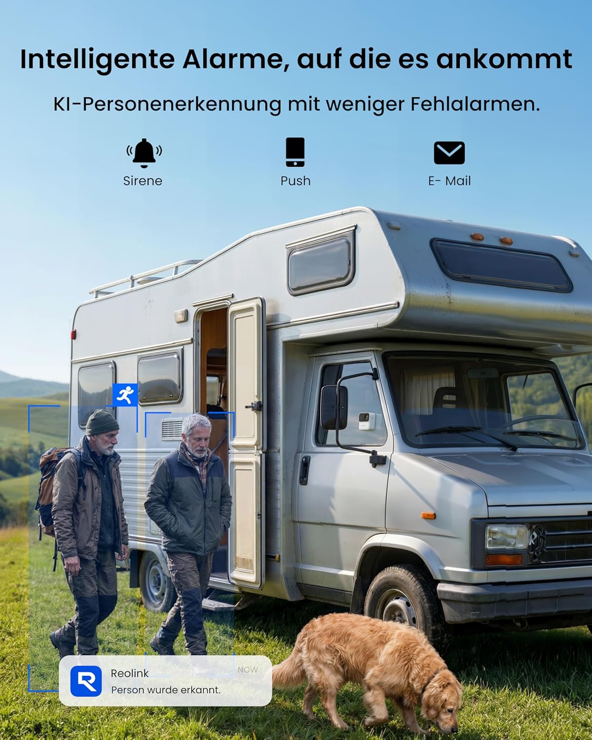 Überwachungskamera mit KI-Erkennung und IR-Nachtsicht, 1 Kamera