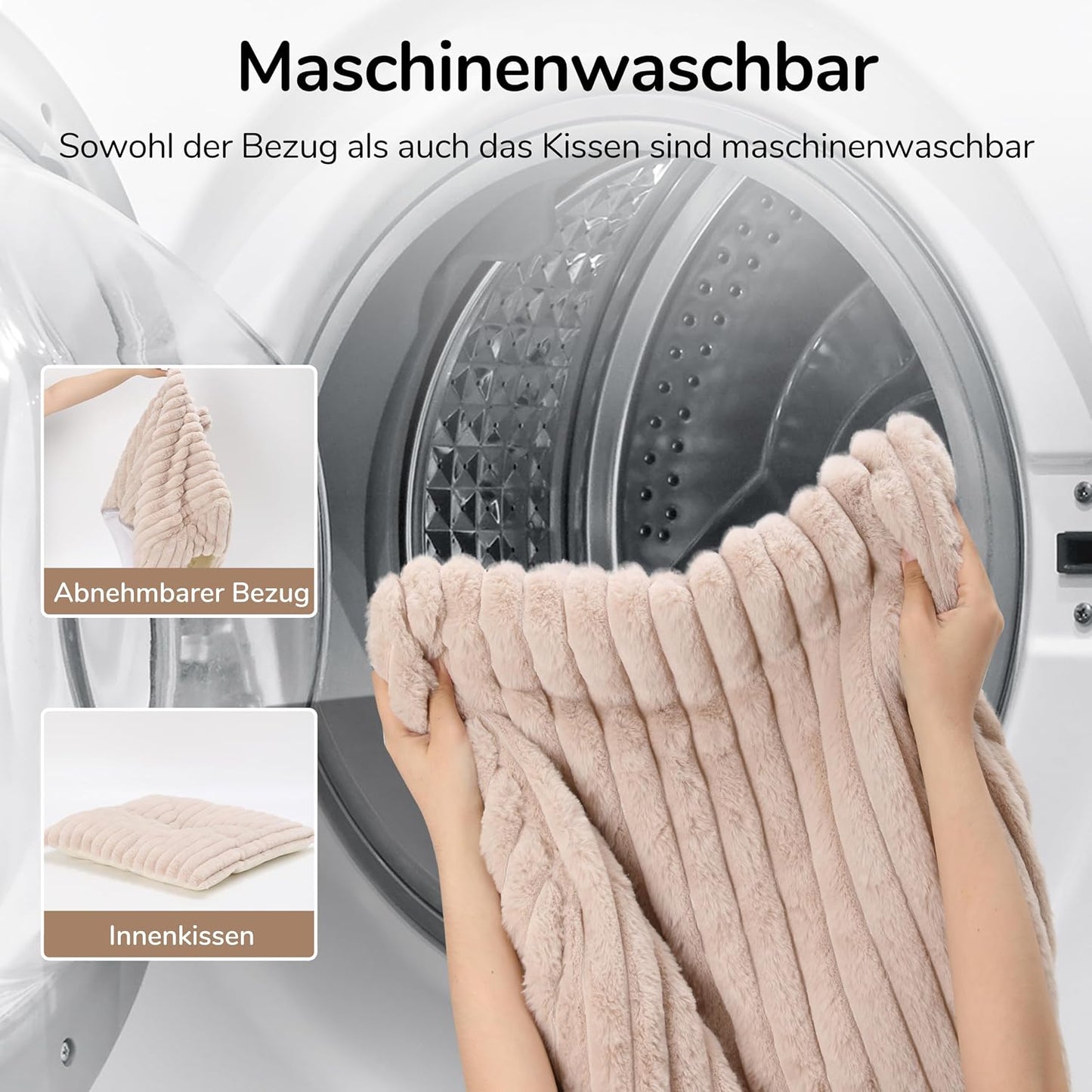 Katzenhaus mit Kissen, waschbar, rosa-grau 44.5 x 44.5 x 44.5 cm（L）