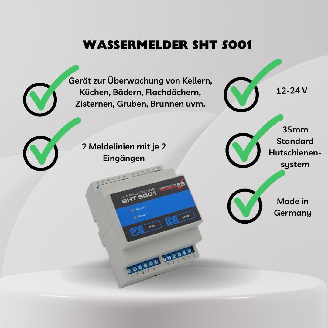 Wassermelder Hutschiene SHT 5001, 2 Meldelinien