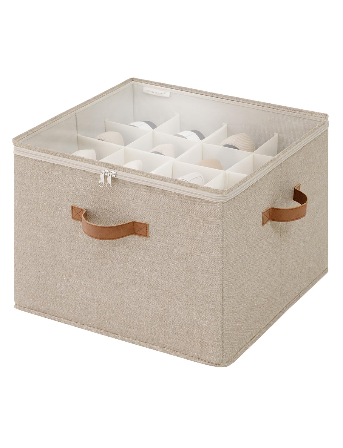 Schuhorganizer mit Deckel, Mischung aus Braun und Beige 43 x 43 x 32 cm