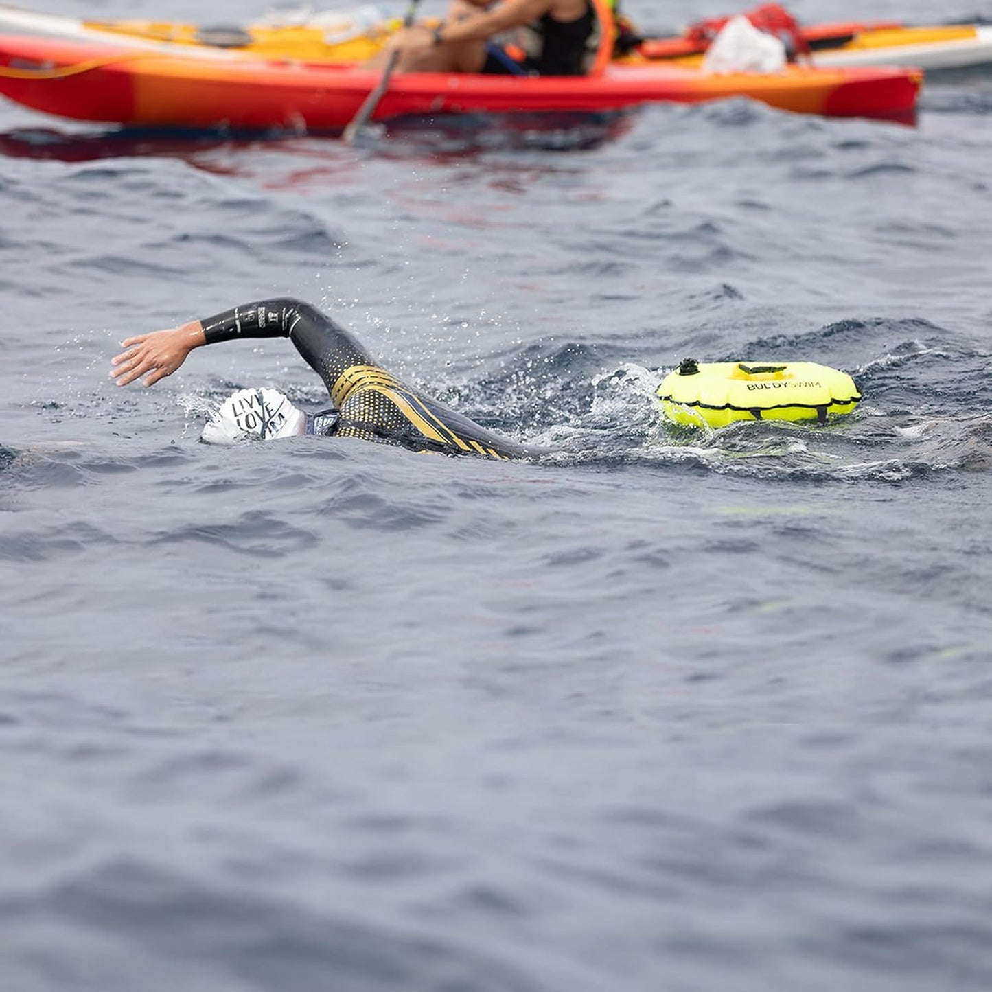 Schwimmboje mit wasserdichter Tasche, Gelb