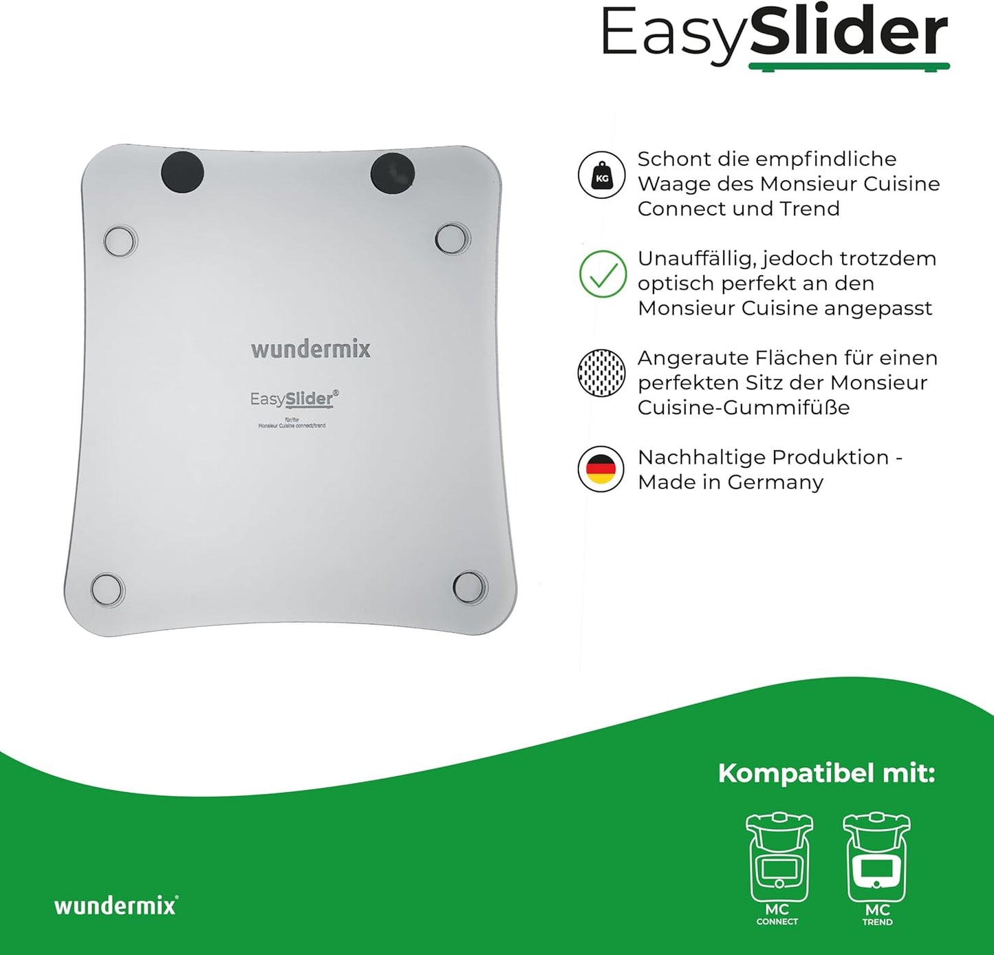 EasySlider Gleitbrett für Küchenmaschine, Connect / Trend Anthrazitgrau-transparent