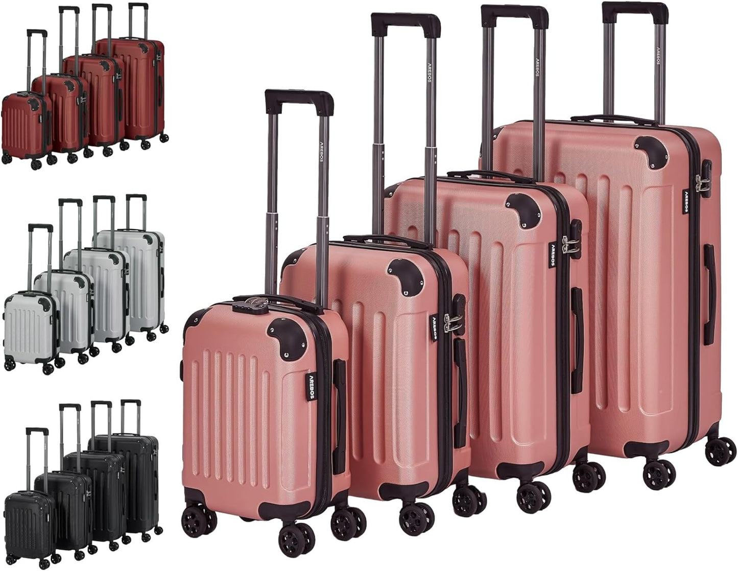 4tlg. Hartschalenkofferset, Rosé-gold